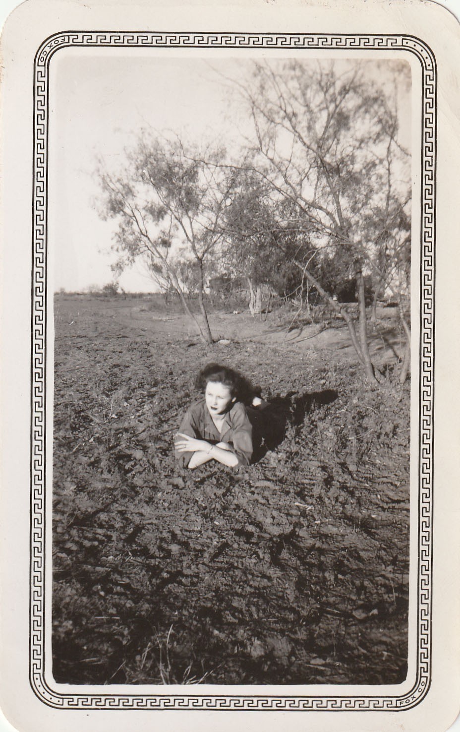 Vintage Photo Woman Lying Down Plowed Field Farm Rural America Artistic Vintage Photo Woman Lying Down Plowed Field Farm Rural America Artistic