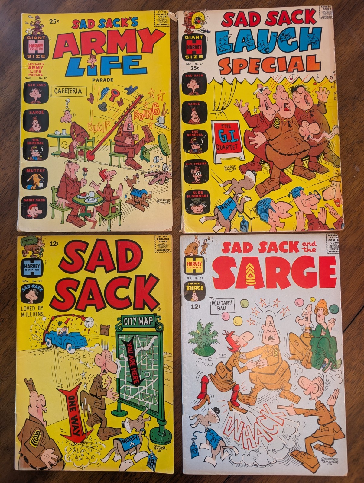 4 Vintage 1960s Sad Sack Comics Lot Harvey Little Sad Sack Sarge Army Life