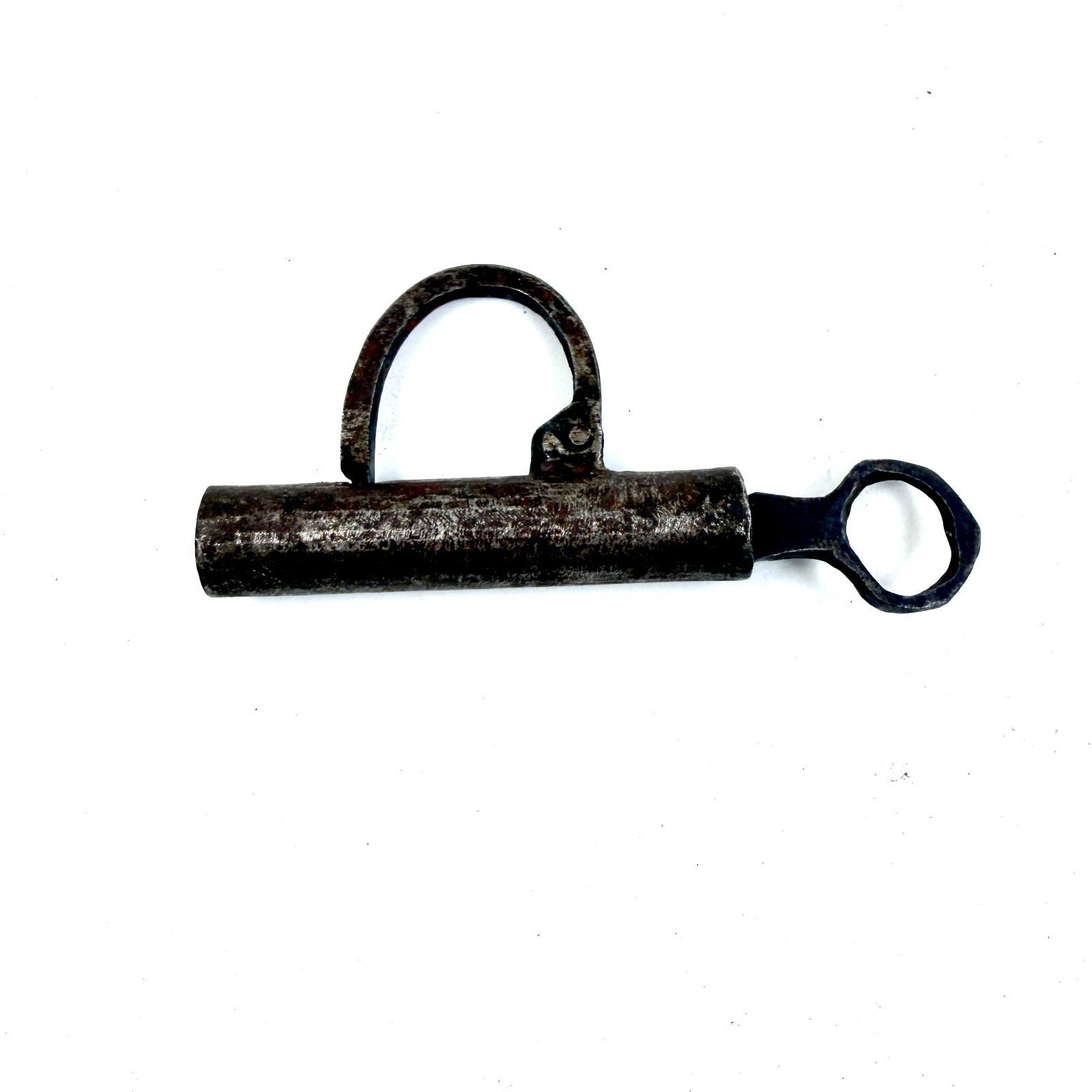 Rare Antique 1700s Blacksmith Made Iron Barrel Lock Original Screw Key