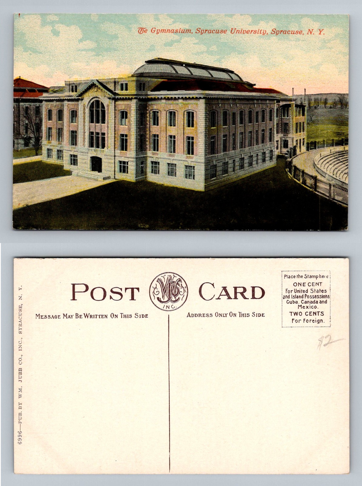 Syracuse, NY-New York, The Gymnasium At Syracuse University Vintage Postcard