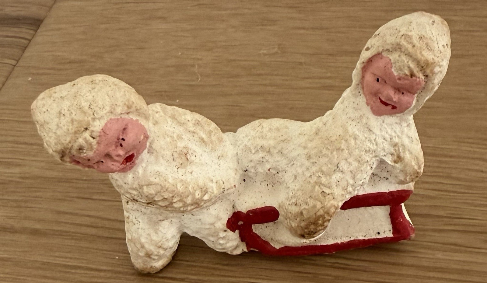 VINTAGE OLD ANTIQUE GERMAN SNOW BABY PULLING BABY SLED BISQUE CHRISTMAS FIGURE VINTAGE OLD ANTIQUE GERMAN SNOW BABY PULLING BABY SLED BISQUE CHRISTMAS FIGURE