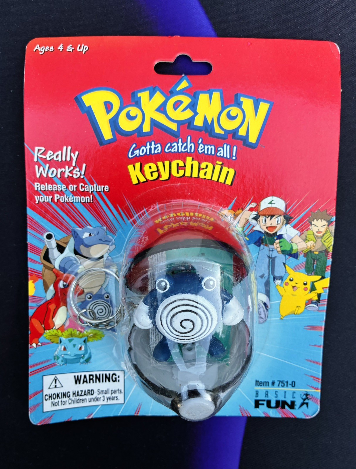 Pokemon 1999 Vintage Toy Poliwhirl Keychain | New, Sealed Pokemon 1999 Vintage Toy Poliwhirl Keychain | New, Sealed