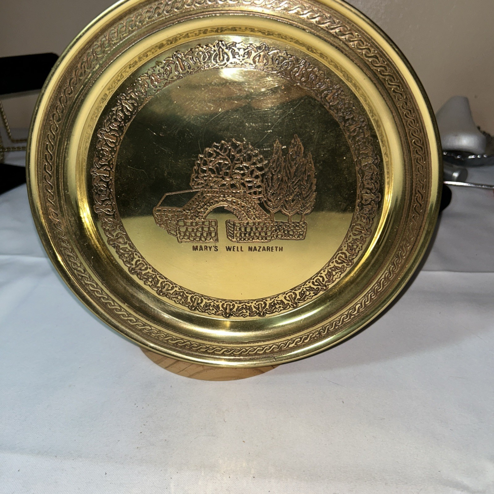 Vintage “ Mary’s Well Nazareth” Brass Plate/Tray From Islander Matar & Sons Vintage “ Mary’s Well Nazareth” Brass Plate/Tray From Islander Matar & Sons