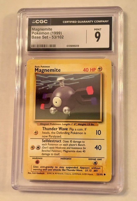 1999 Pokemon Base Set Magnemite 53/102 CGC 9 MINT Unlimited Vintage WOTC 1999 Pokemon Base Set Magnemite 53/102 CGC 9 MINT Unlimited Vintage WOTC