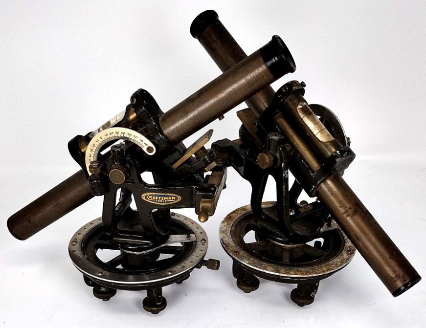 Antique 1930s Brass Craftsman Tools Surveyor\'s Transit Levels Cast Iron Lot of 2 Antique 1930s Brass Craftsman Tools Surveyor\'s Transit Levels Cast Iron Lot of 2