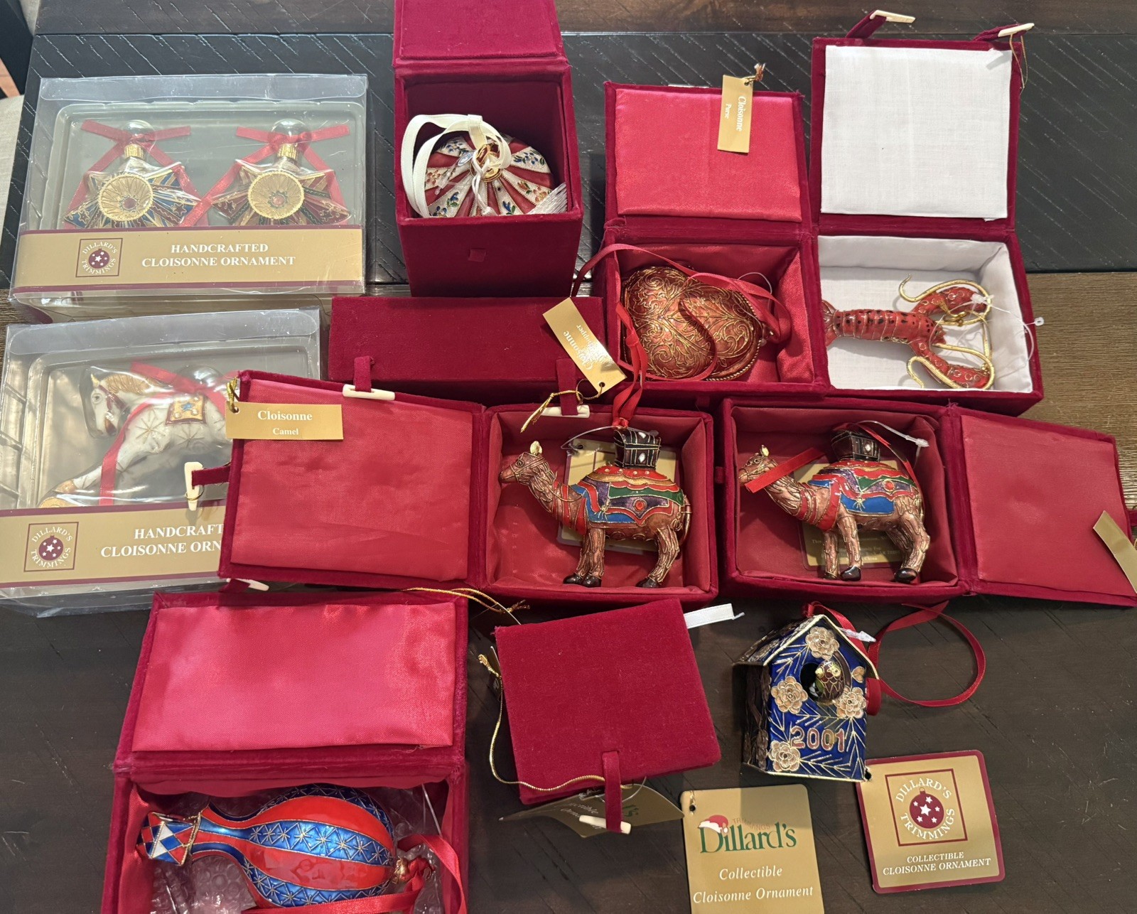 Lot of 11 Vintage Dillards Cloisonné Enamel Holiday Christmas Ornaments Lot of 11 Vintage Dillards Cloisonné Enamel Holiday Christmas Ornaments