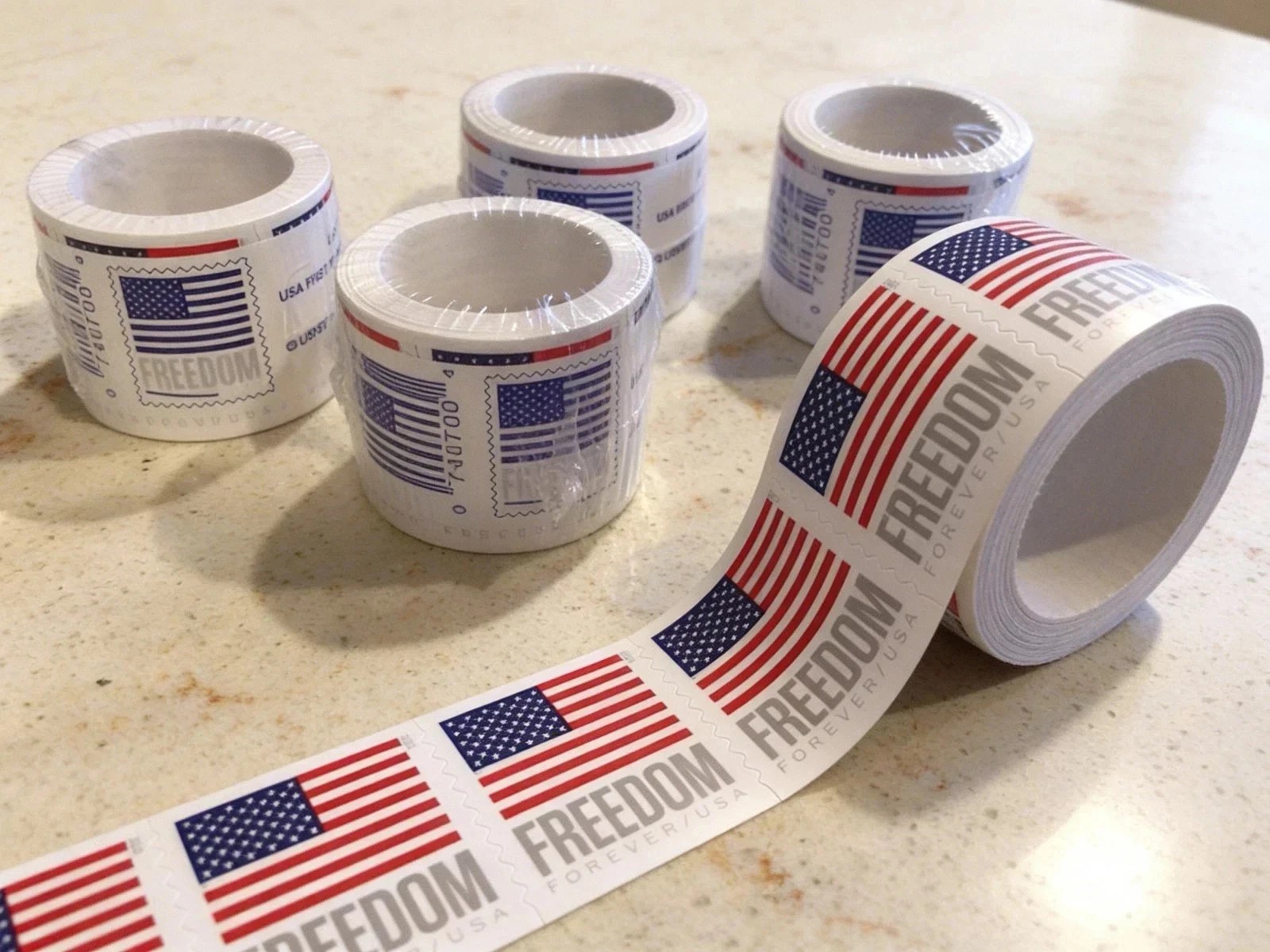 5 Rolls Of 100 2023 U.S. Flag Stamps First Class Postage 500 PCS New