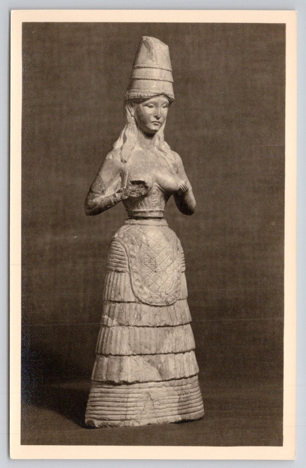 Ancient Cretan Minoan Goddess Statuette Postcard Fitzwilliam Museum Cambridge