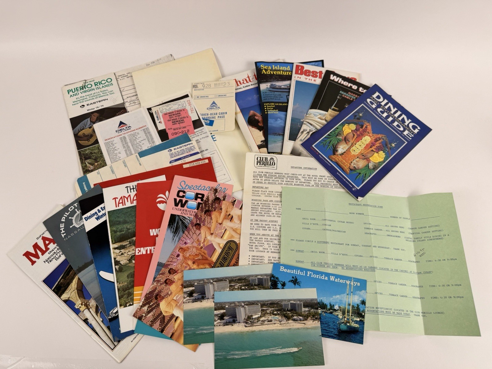 Vintage Travel Ephemera Lot Bahamas Puerto Rico Florida Airlines Resort 1980s