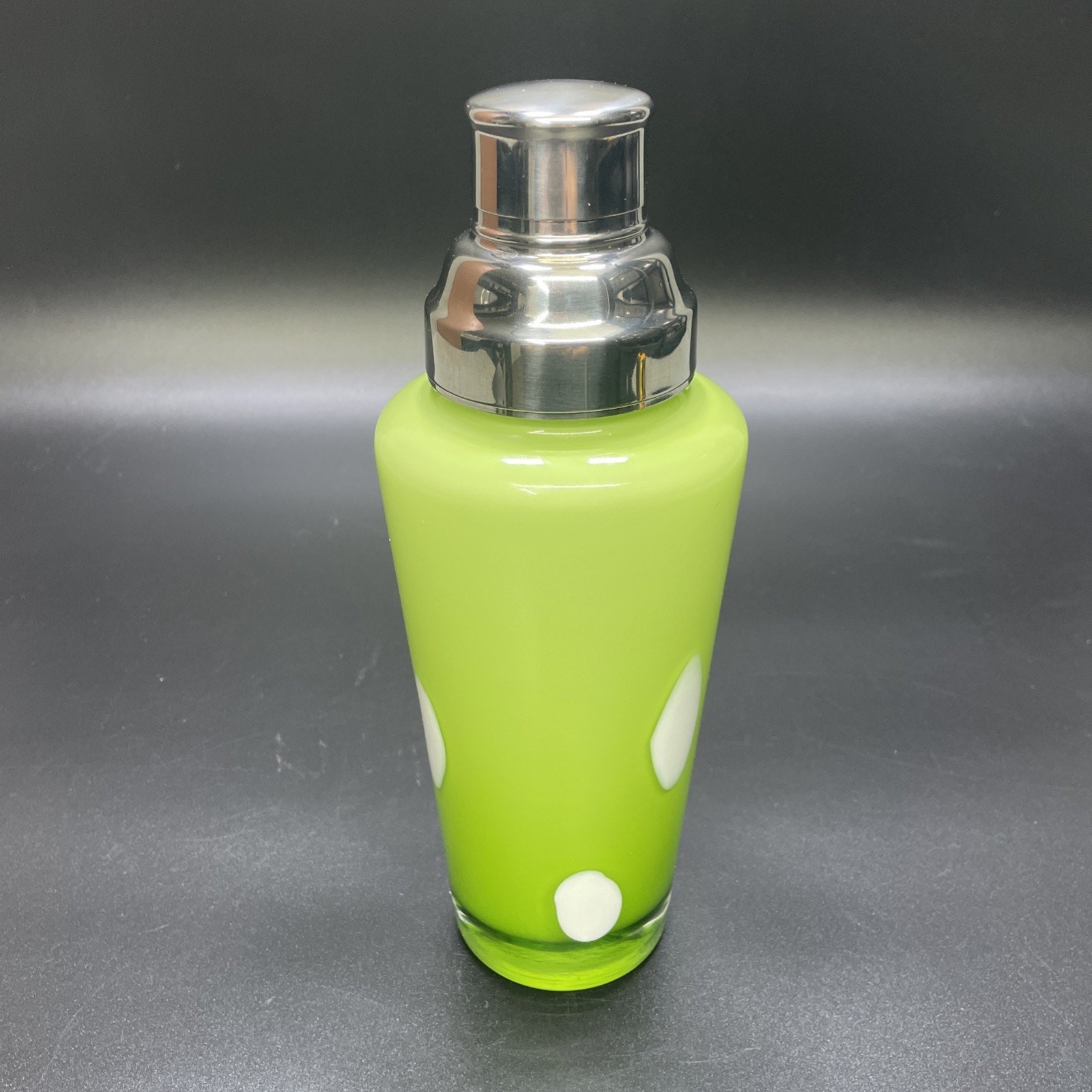 Vtg 50-60s Murano Glass Cocktail Shaker MCM Green Polka Dot Hand Blown Italy Bar Vtg 50-60s Murano Glass Cocktail Shaker MCM Green Polka Dot Hand Blown Italy Bar