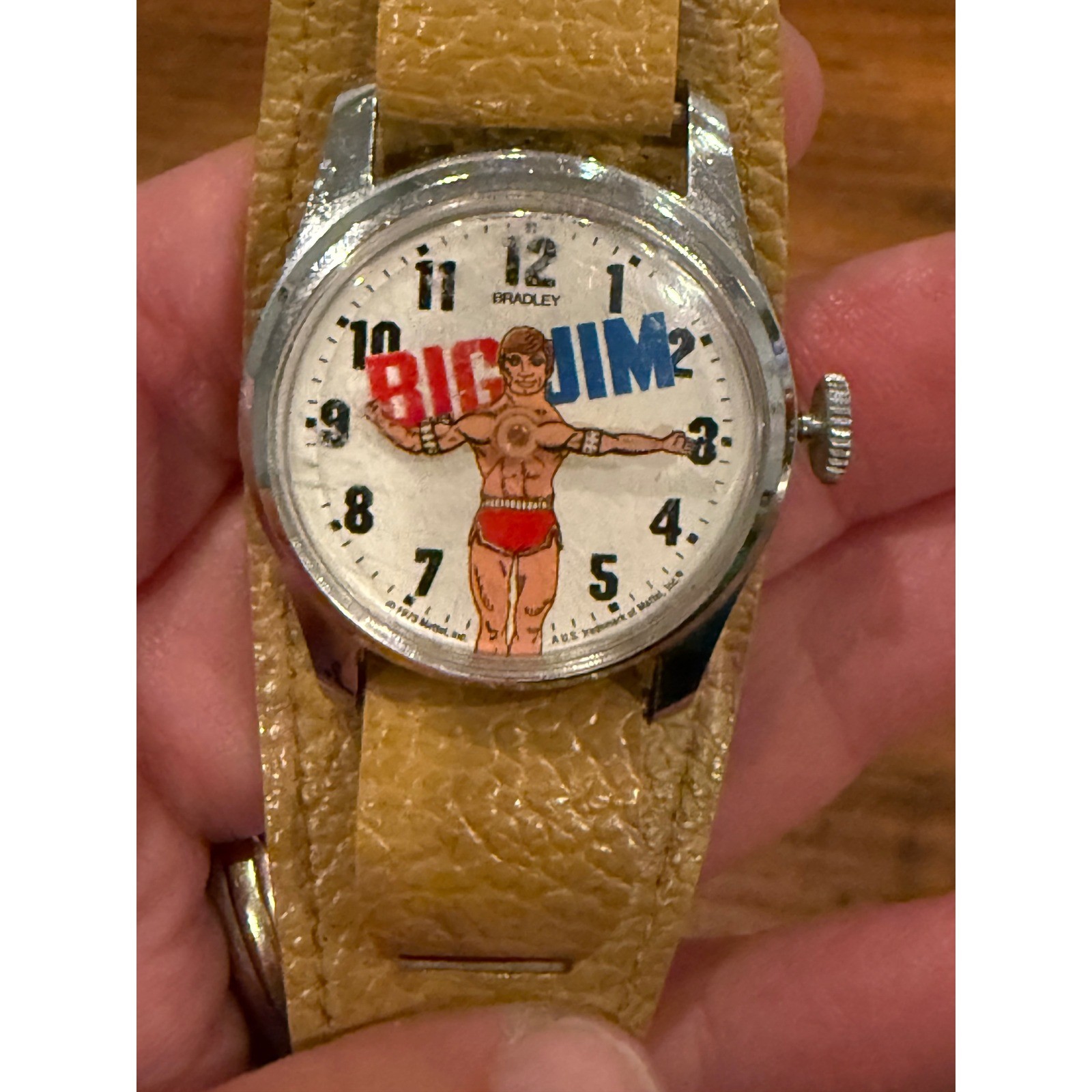 Vintage 1973 Bradley Big Jim Watch Mattel Swiss Made Manual Wind Bund Strap Vintage 1973 Bradley Big Jim Watch Mattel Swiss Made Manual Wind Bund Strap
