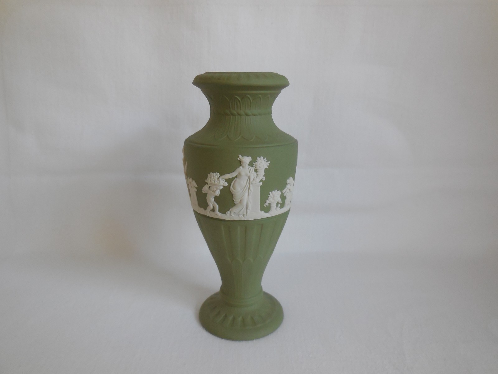 Wedgwood Sage Green Jasperware Harvest Vase Wedgwood Sage Green Jasperware Harvest Vase