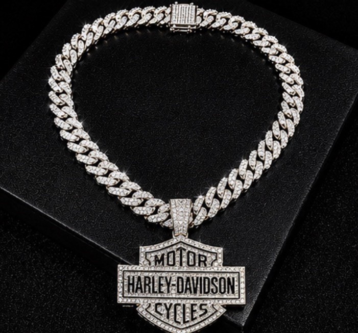 Harley Davidson Silver  Bling Pendant & 24