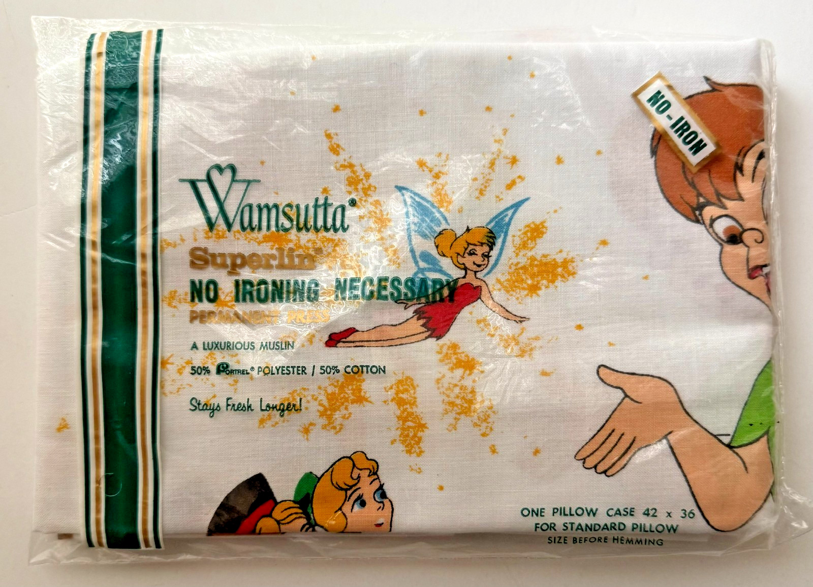 VINTAGE 1969 Walt Disney Peter Pan Tinkerbell UNUSED SEALED Wamsutta PILLOW CASE VINTAGE 1969 Walt Disney Peter Pan Tinkerbell UNUSED SEALED Wamsutta PILLOW CASE