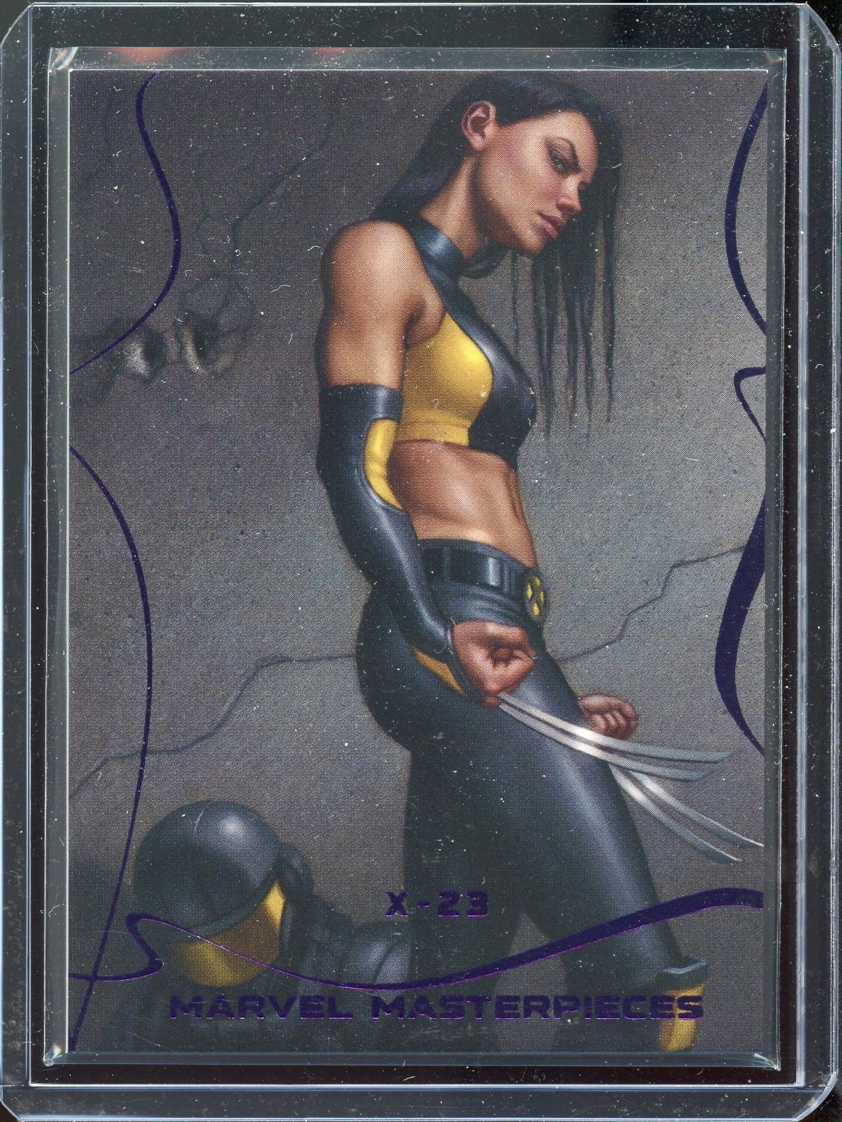 2022 Upper Deck Skybox Marvel Masterpieces X-23 Epic Purple Foil #121/199 2022 Upper Deck Skybox Marvel Masterpieces X-23 Epic Purple Foil #121/199