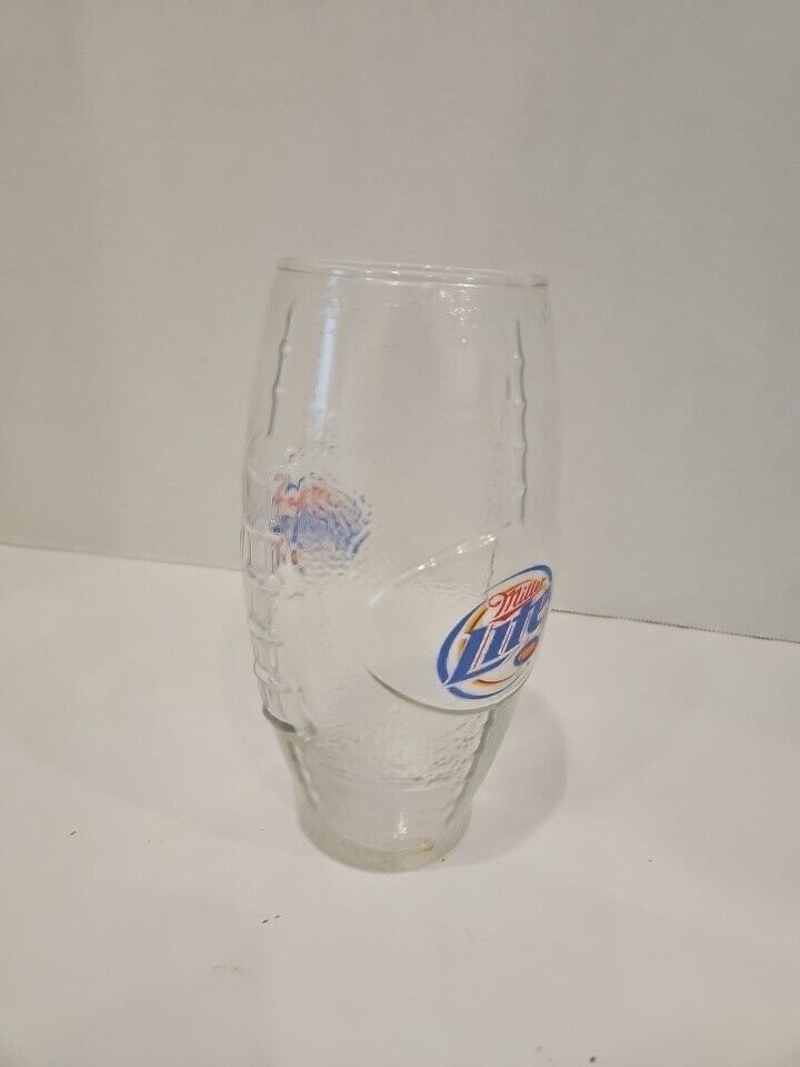 Miller Lite Clear Glass Football Shape 24oz Drinking Glass Cup Tumbler