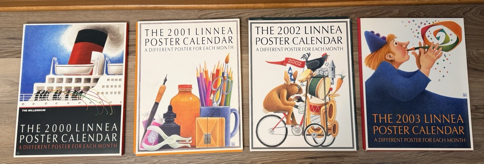 Vintage Linnea Poster Calendars Art Prints 2000, 2001, 2002, 2003 All Complete