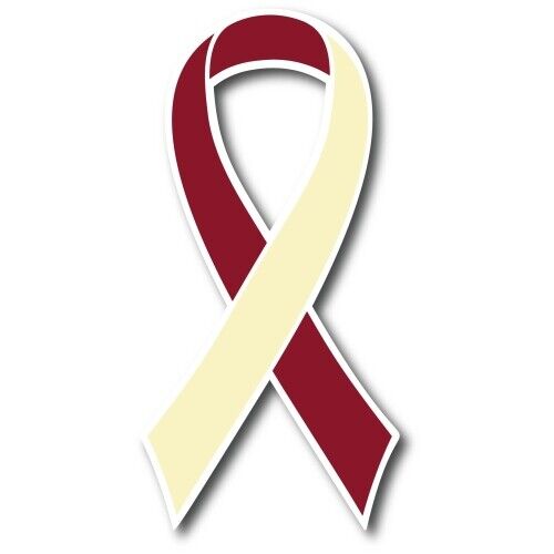 Magnet Me Up Burgundy and Ivory Head and Neck Cancer Awareness Ribbon Car Magnet