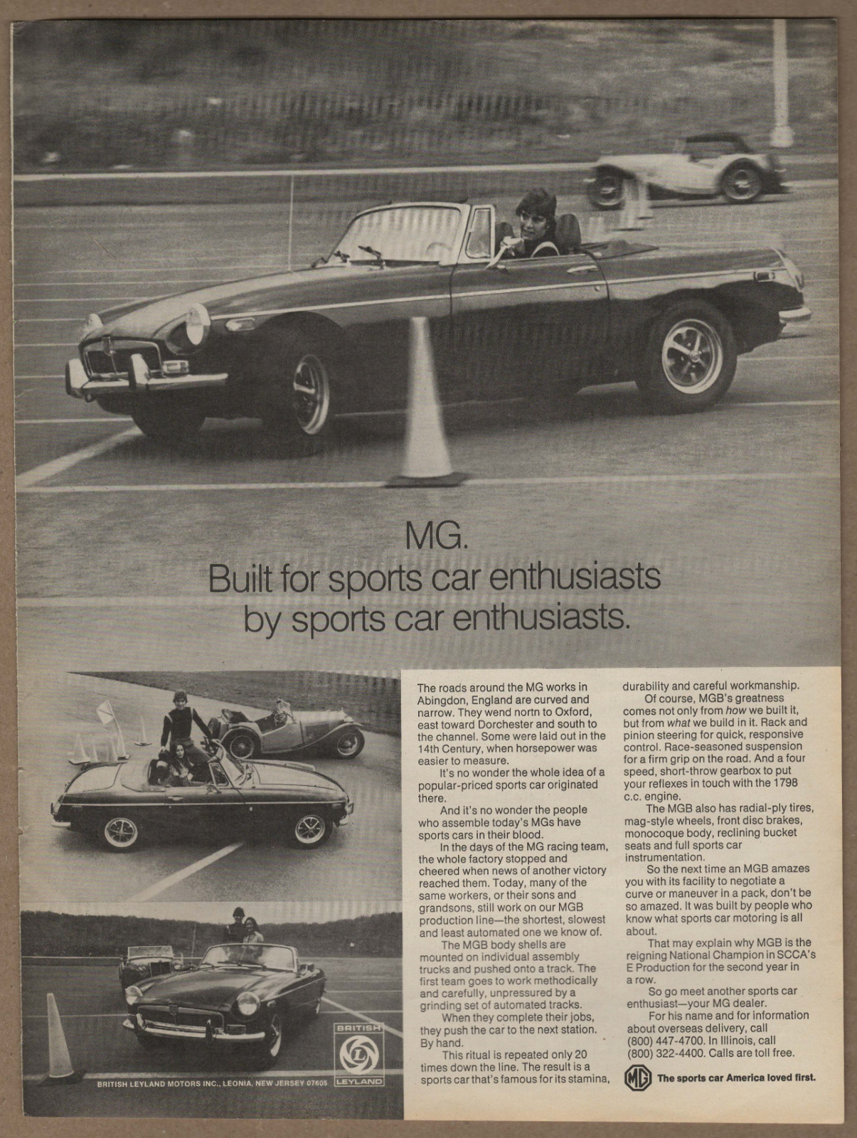 1973 MG MGB Sports Cars Vintage Print Ad Built by and for Sports Car Enthusiasts