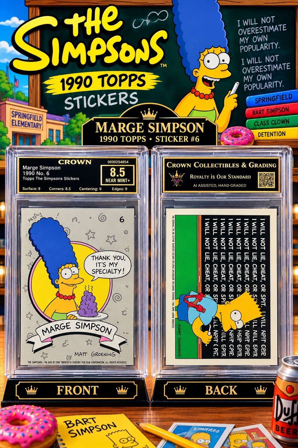 Topps 1990 The Simpsons Stickers #6 Marge Simpson Sticker Card Matt Groening Topps 1990 The Simpsons Stickers #6 Marge Simpson Sticker Card Matt Groening