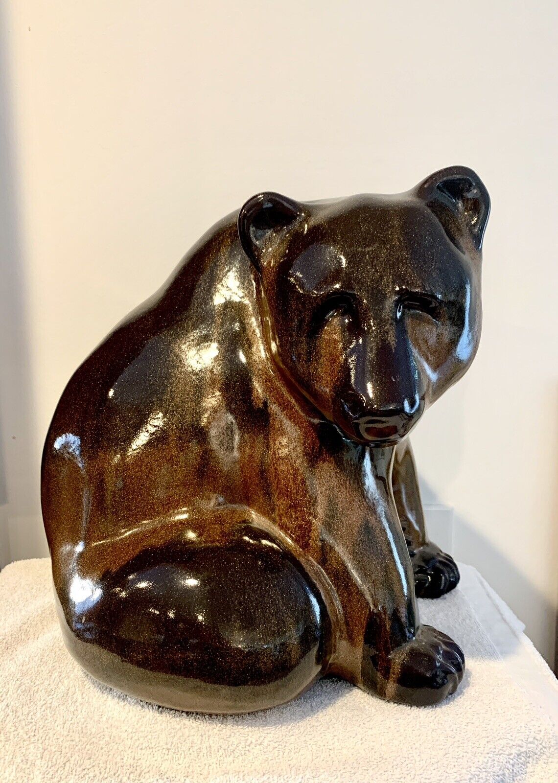 Vintage Tony Evans Ceramic Sculpture Bear Raku Pottery - Signed