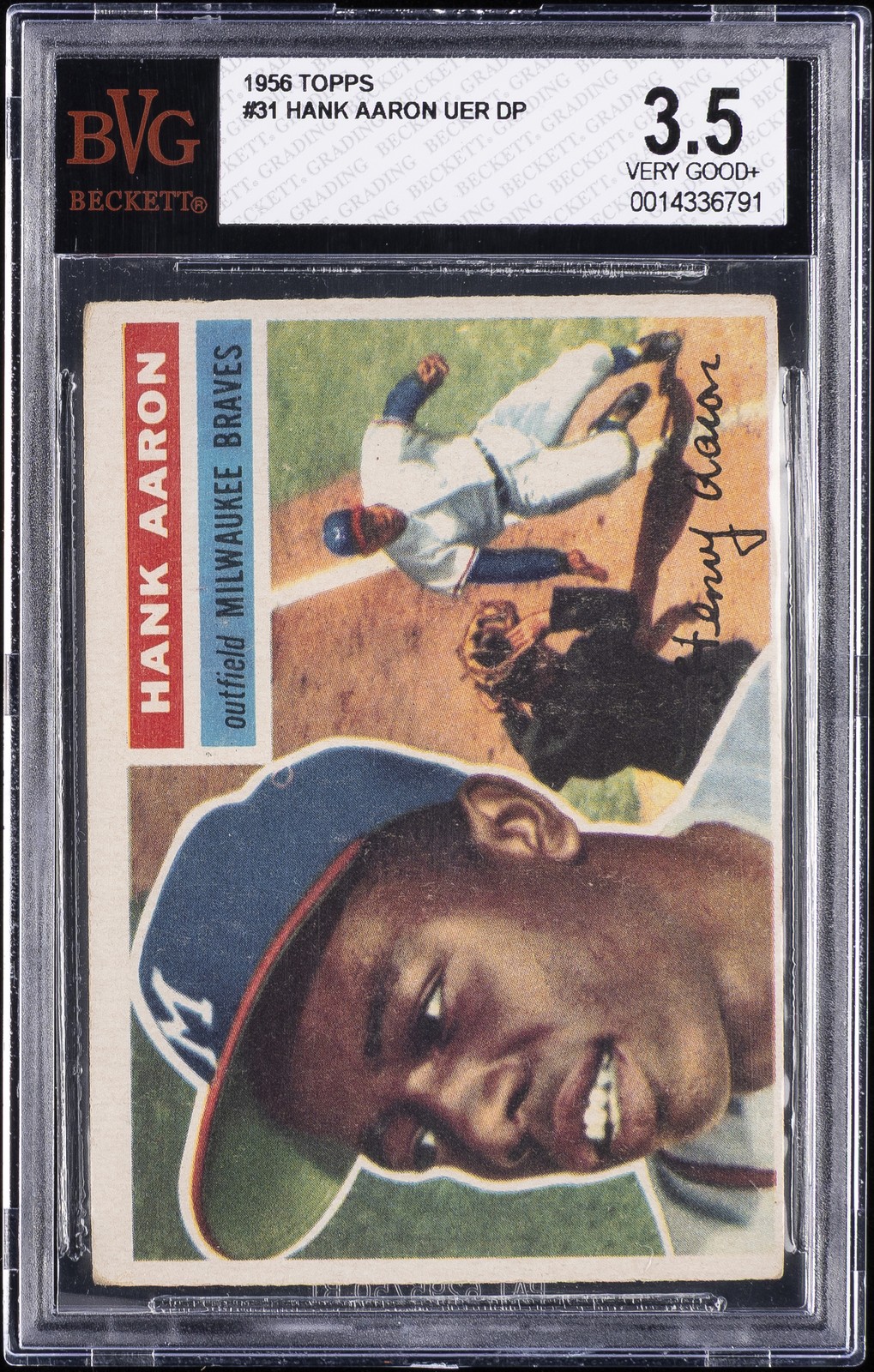 1956 TOPPS UER DP #31 HANK AARON BVG 3.5