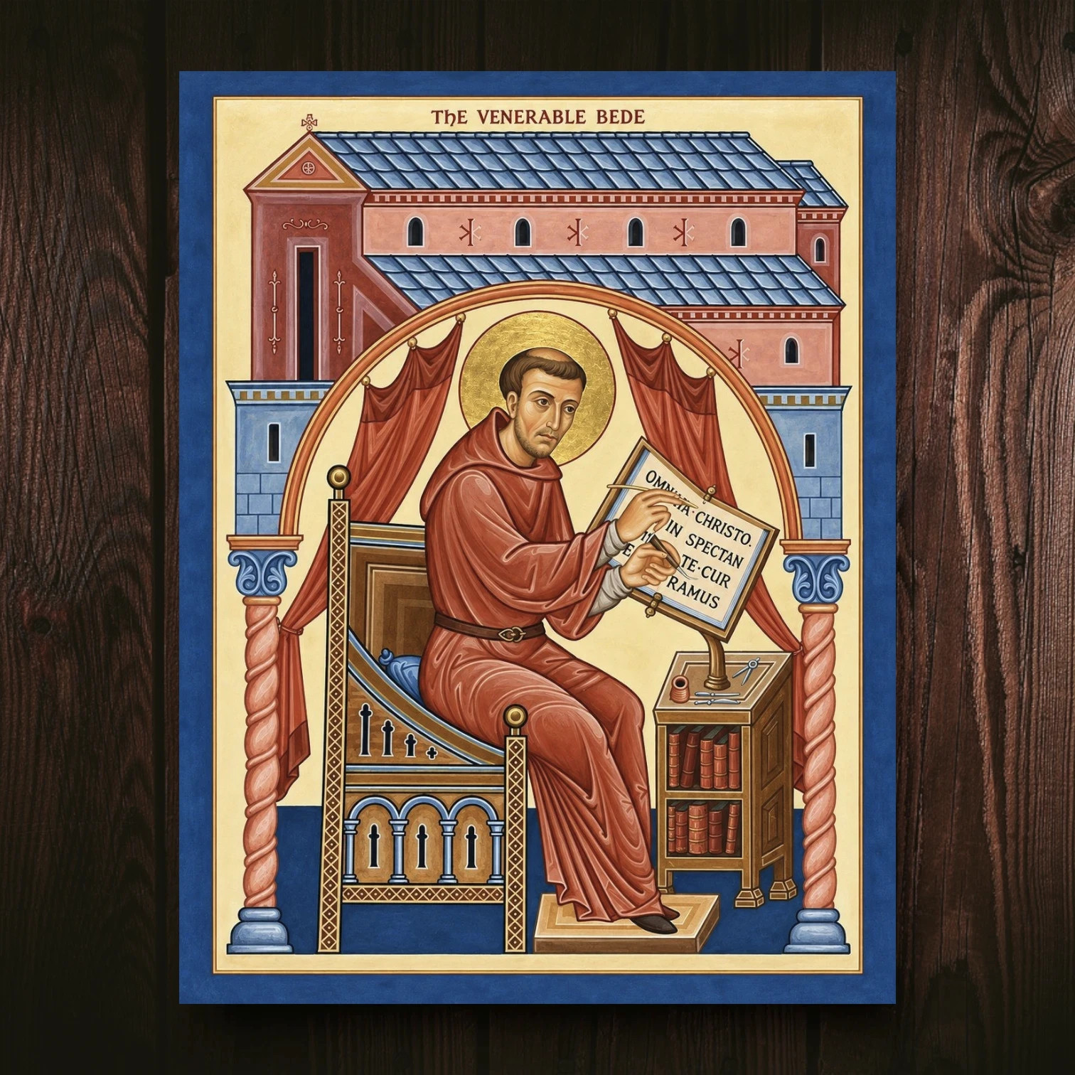 Saint Bede the Venerable Icon — English Church Father | 30x39 cm (12\