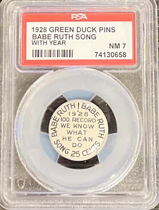 1928 GREEN DUCK PIN BABE RUTH NM 7