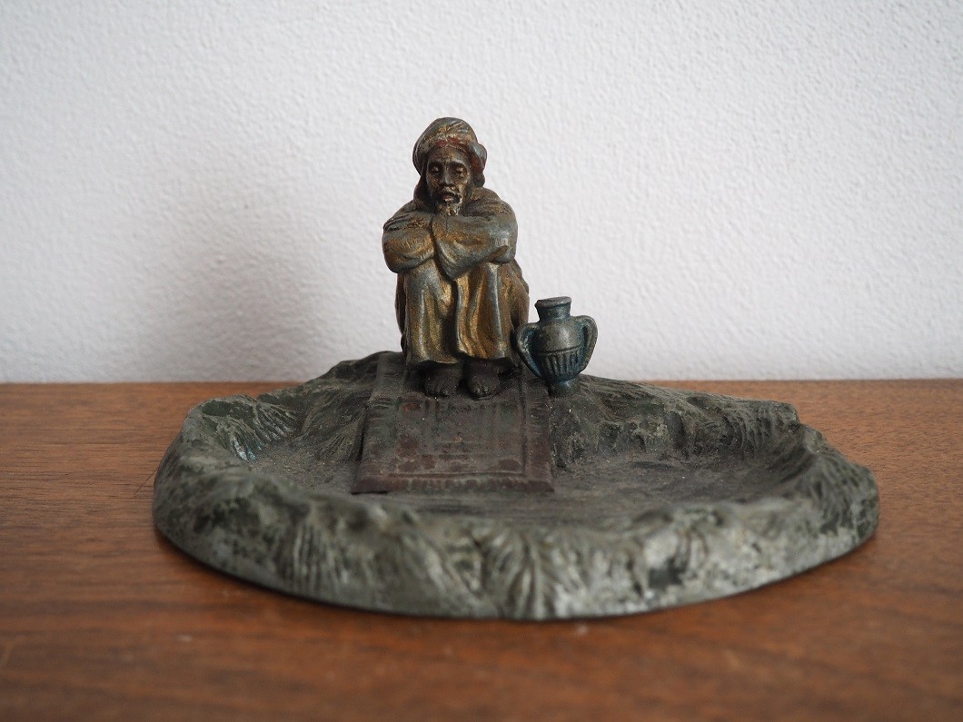Antique Franz Bergman's School Austrian Cold Painted Bedouin. Ashtray.  c1900