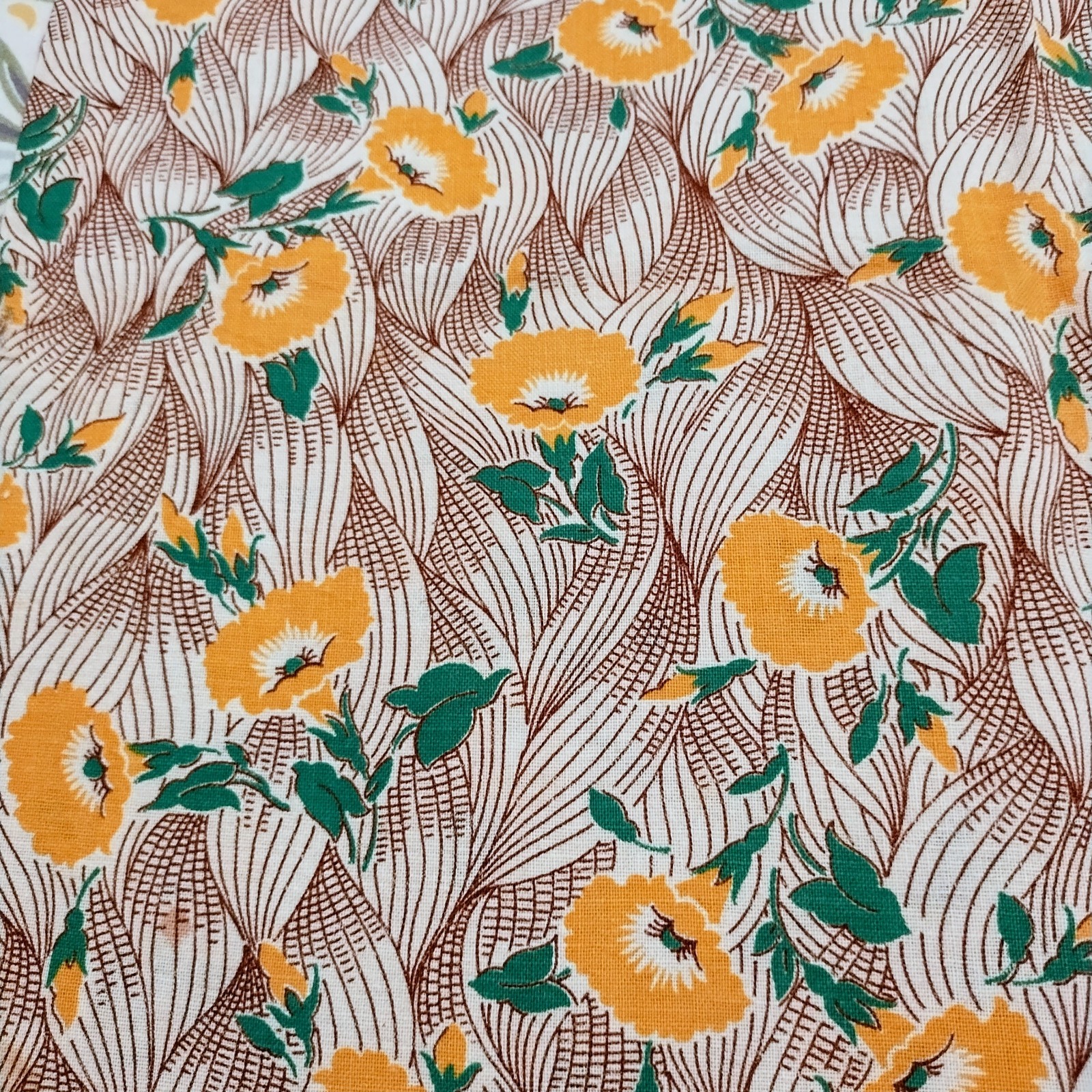 Vintage feedsack - Bright Yellow Flowers