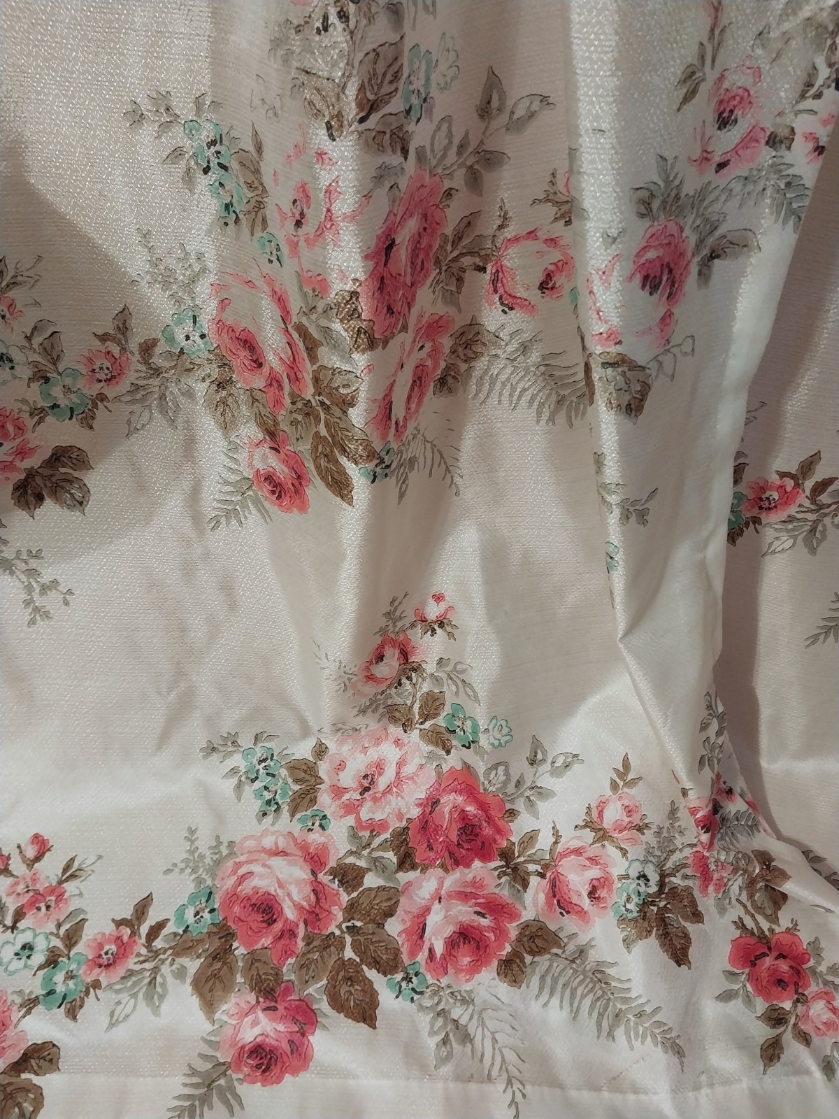 Vintage 1960\'s White Fiberglass Curtains w/Roses 6- 24\ Vintage 1960\'s White Fiberglass Curtains w/Roses 6- 24\