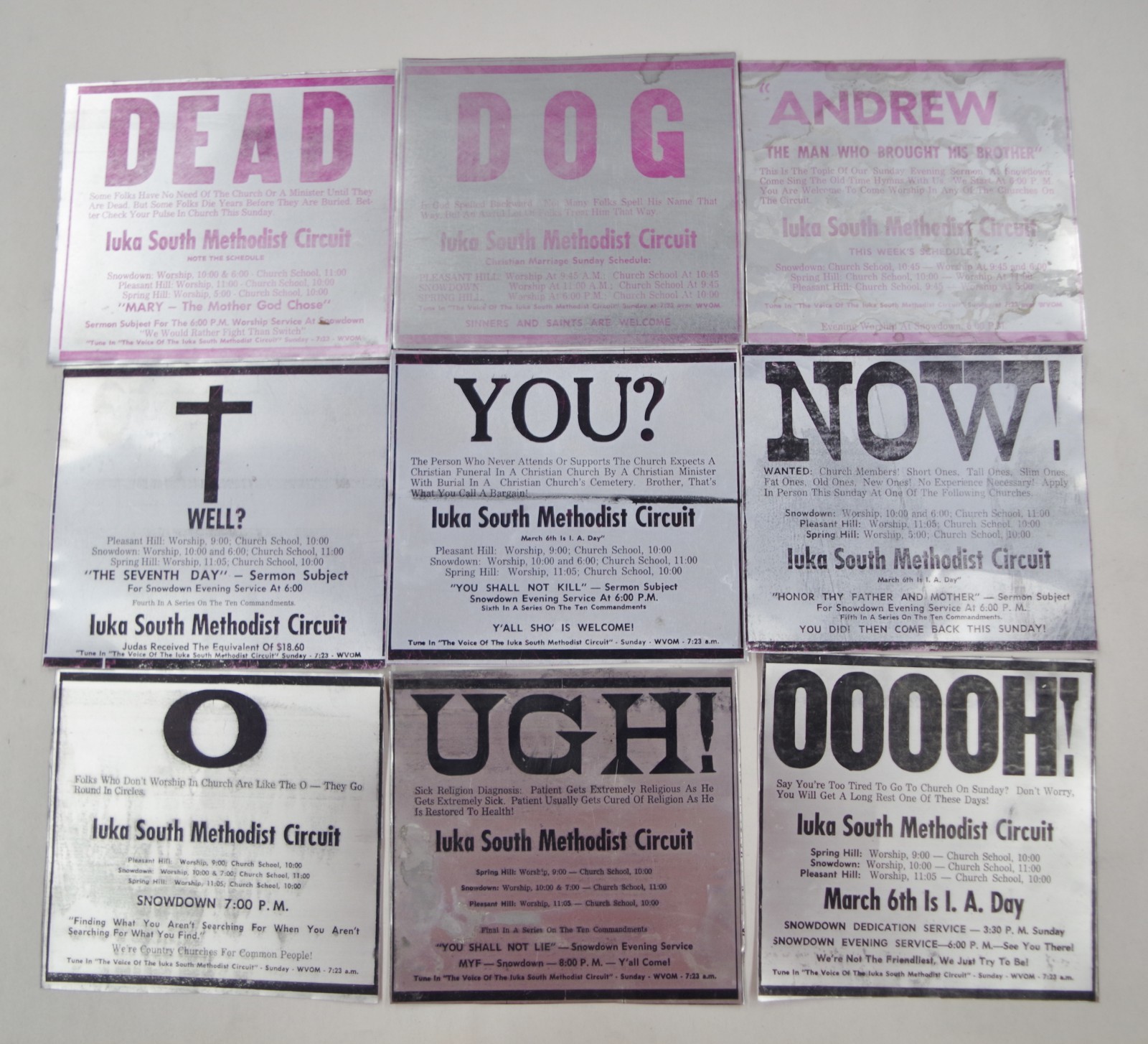 1965-1966 Aluminum Newspaper Printing Plates-Methodist Church Ads 1965-1966 Aluminum Newspaper Printing Plates-Methodist Church Ads