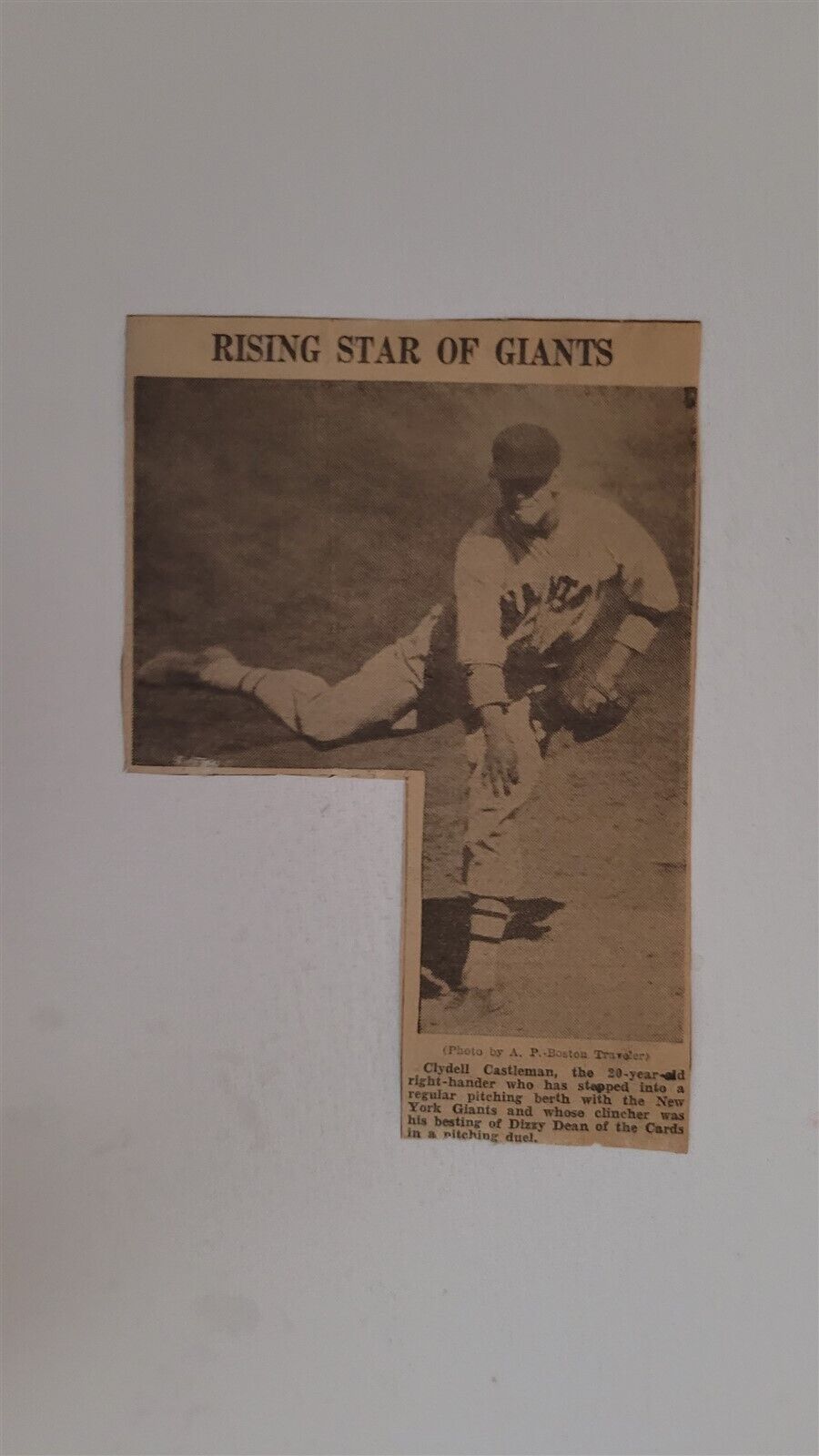 Clyde Slick Castleman 1934 Giants Rookie Picture