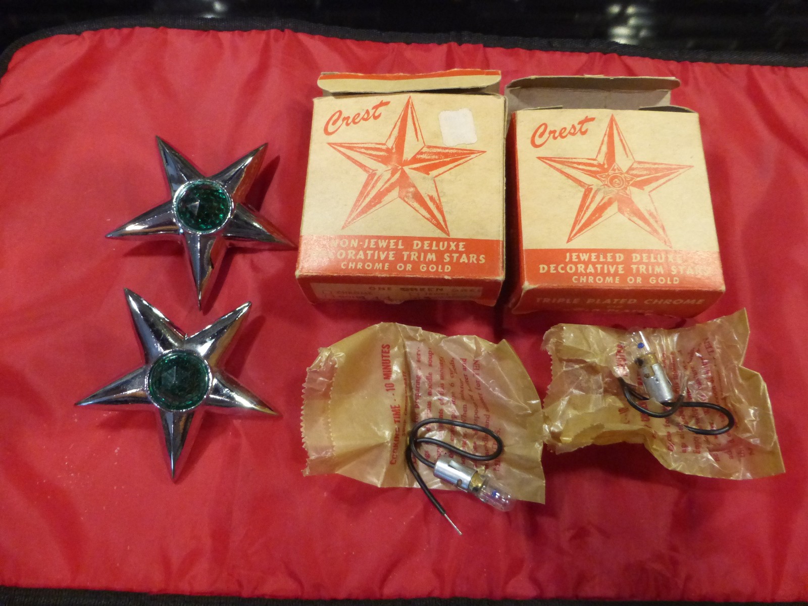 Vintage 1950s Crest Stars Green Light Up Emblems Automotive Motorcycle Vintage 1950s Crest Stars Green Light Up Emblems Automotive Motorcycle