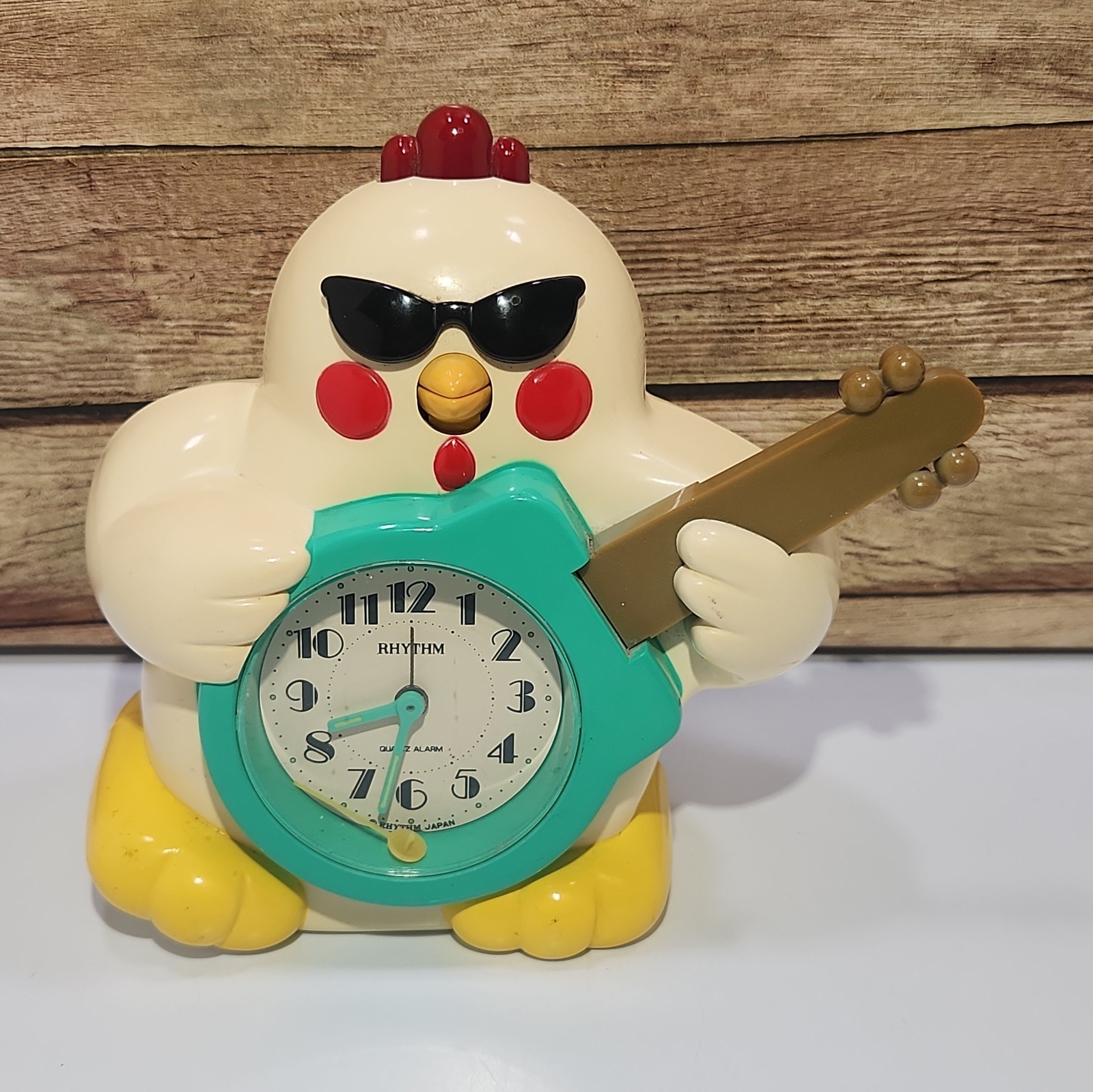 Vintage 90s Rock n Roll Chicken Rhythm Japan Guitar Alarm Clock Rare Parts Vintage 90s Rock n Roll Chicken Rhythm Japan Guitar Alarm Clock Rare Parts