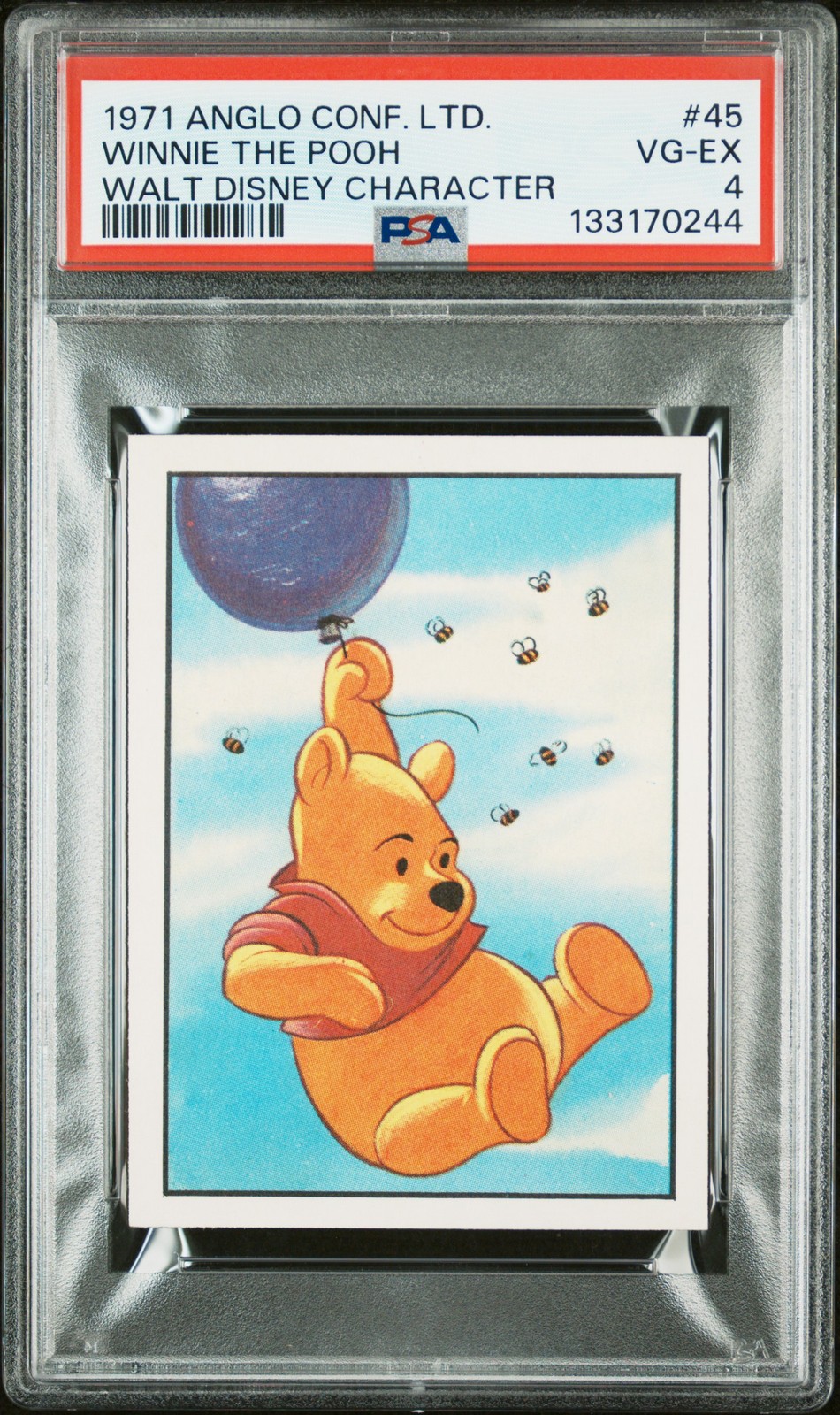 1971 ANGLO CONFECTIONERY LTD. WALT DISNEY CHARACTER #45 WINNIE THE POOH PSA 4