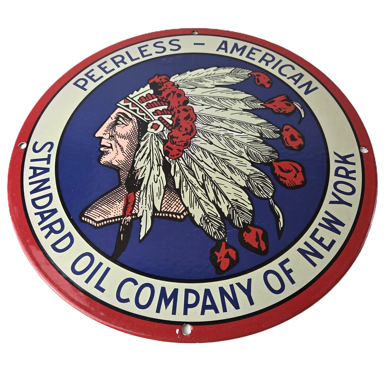 Vintage Peerless Gasoline Sign - Standard Indian Chief Gas Pump Porcelain Sign Vintage Peerless Gasoline Sign - Standard Indian Chief Gas Pump Porcelain Sign