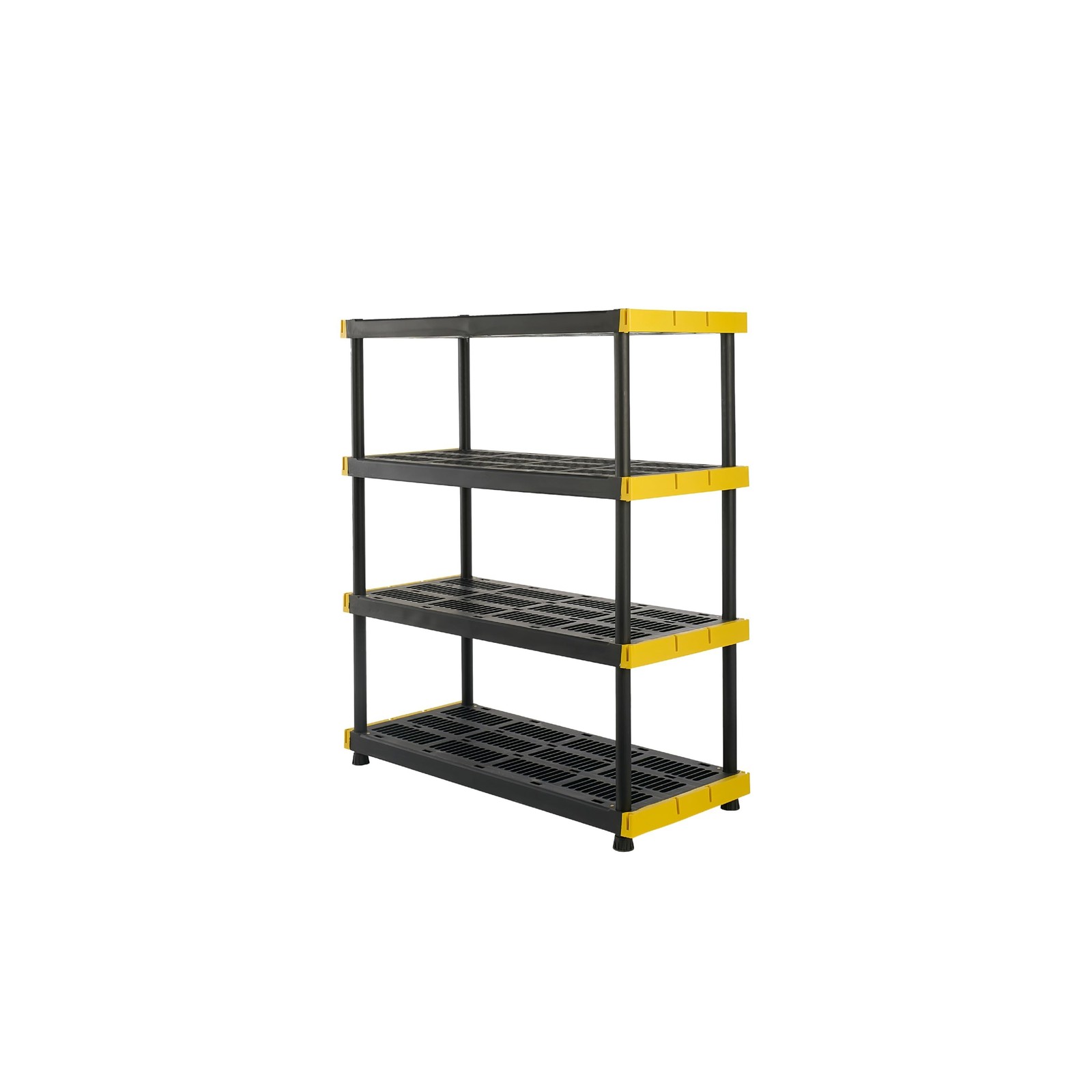 CX Black & Yellow, 4-Tier Heavy Duty Plastic Storage Shelves CX Black & Yellow, 4-Tier Heavy Duty Plastic Storage Shelves