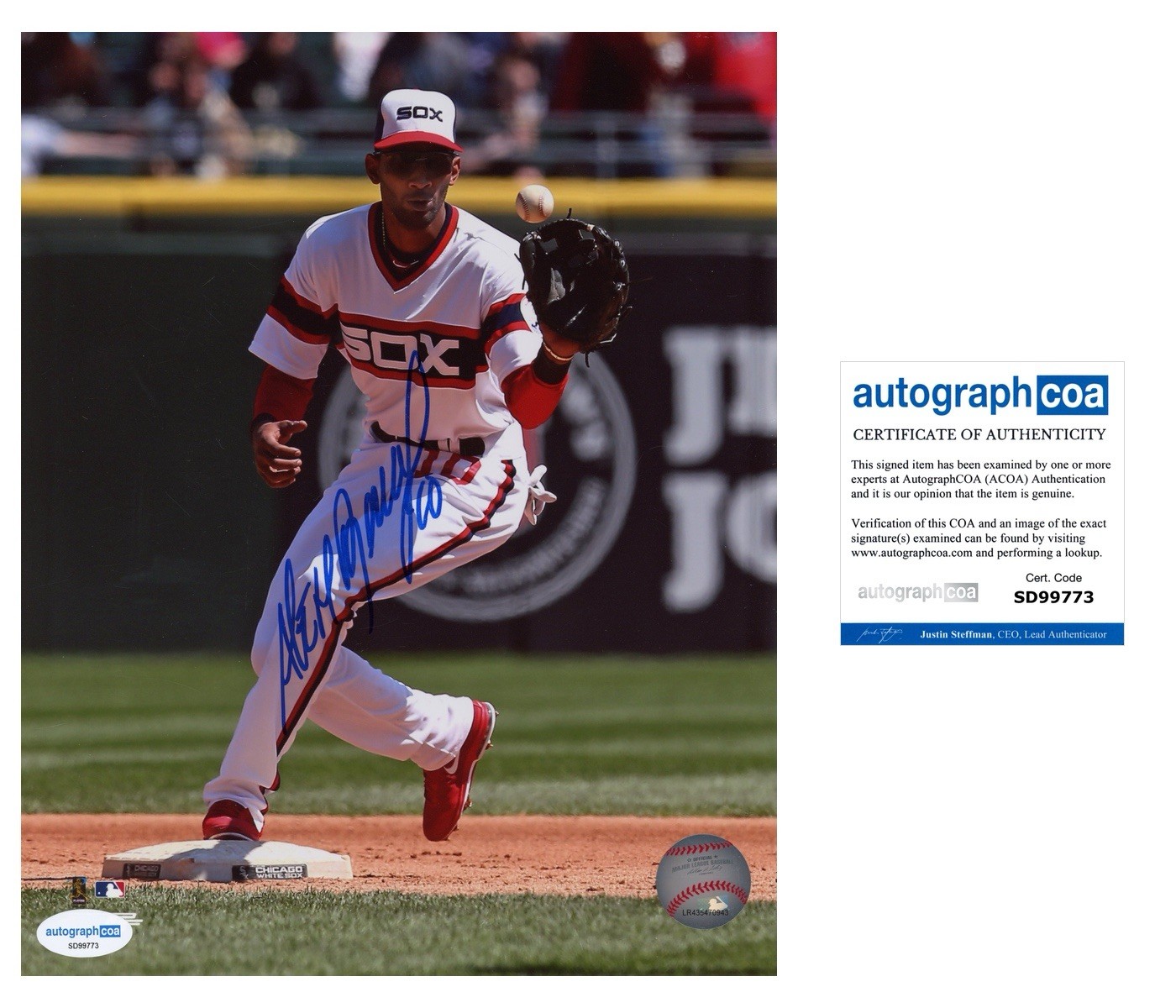 ALEXEI RAMIREZ AUTOGRAPHED 8X10 BASEBALL PHOTO CHICAGO WHITE SOX - ACOA COA