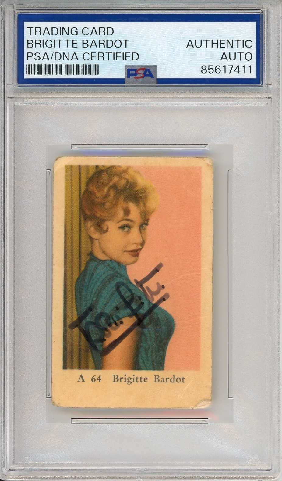 1957 Dutch Film Stars Brigitte Bardot Trading Card SIGNED PSA DNA COA Autograph