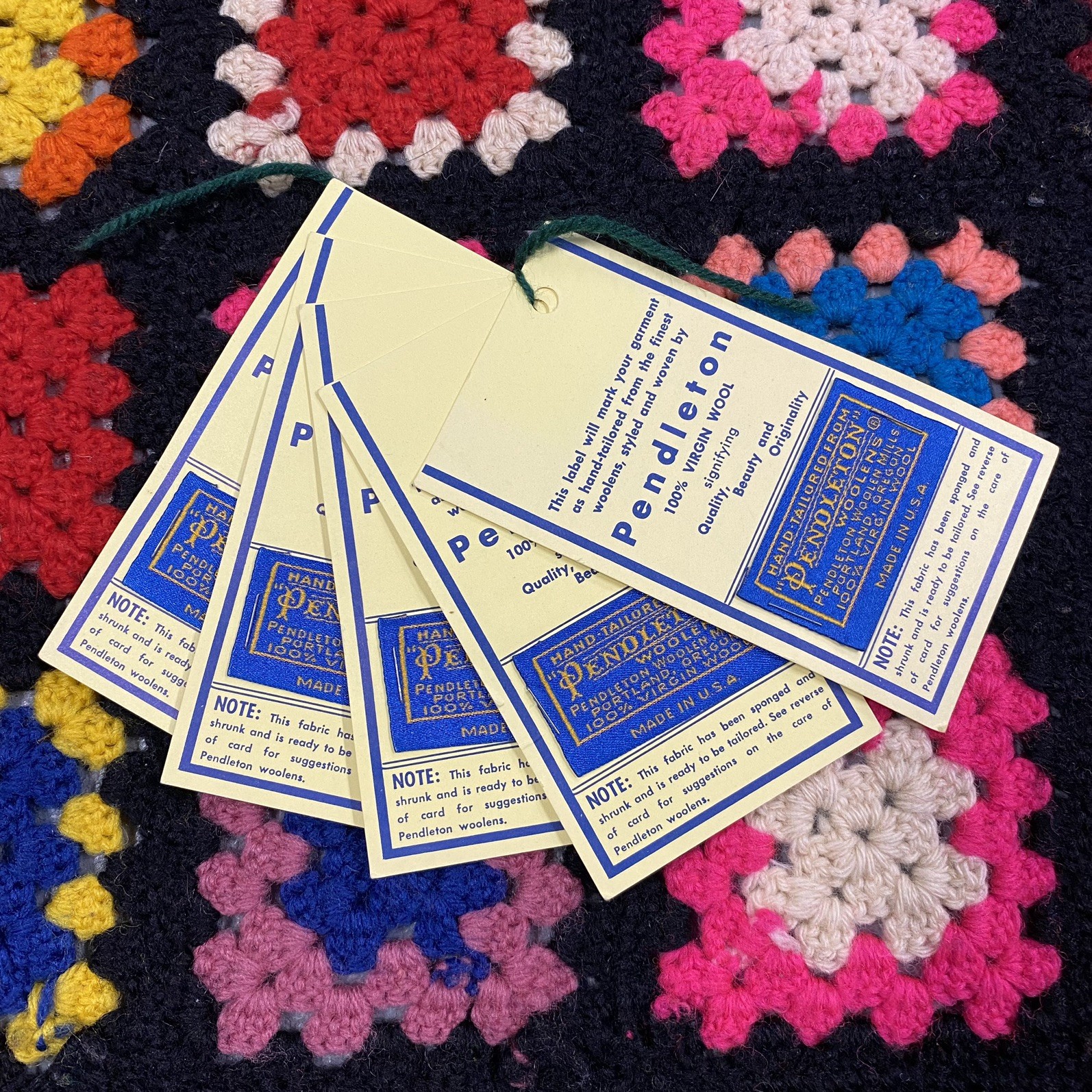 Vintage NOS Lot Of 5 Pendleton Woolens Mills Virgin Wool Clothing Tags Vintage NOS Lot Of 5 Pendleton Woolens Mills Virgin Wool Clothing Tags