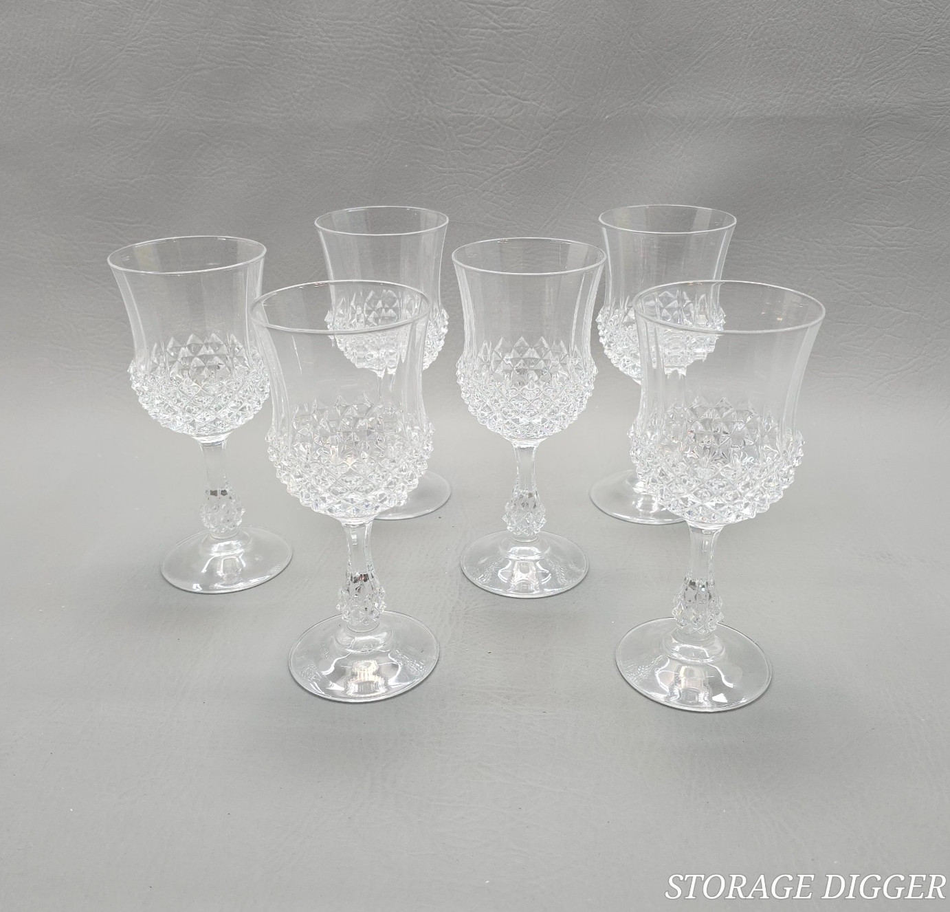 VTG Set of 6 Cristal D\'Arques Durand Ancenis Lead Crystal Wine Glasses 7\
