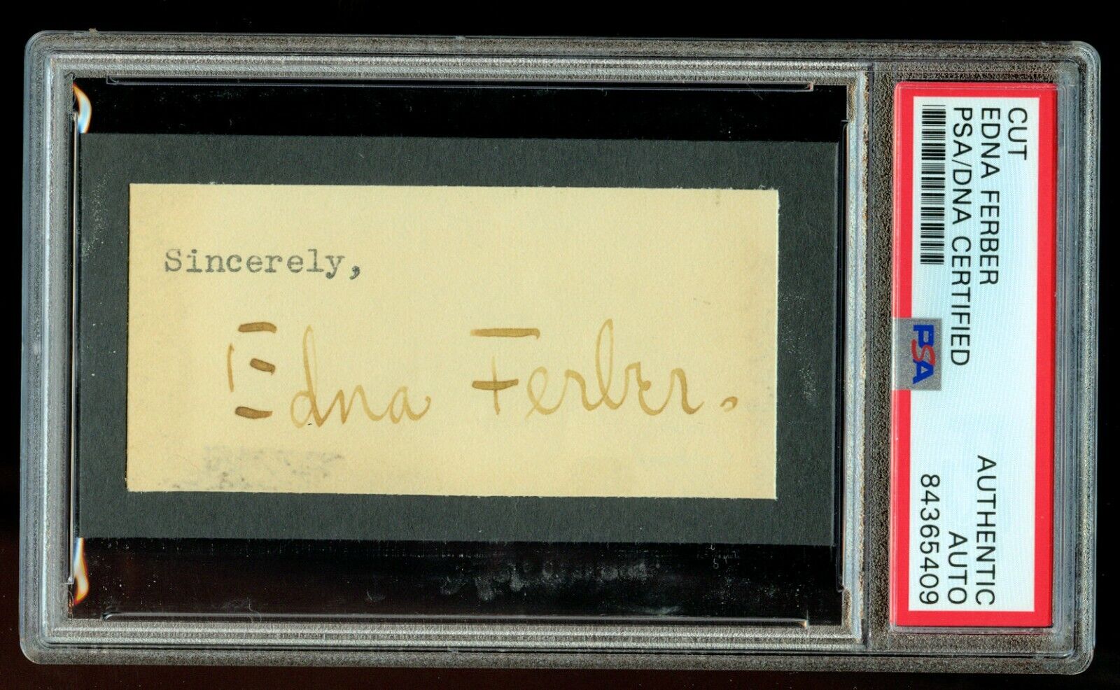 Edna Ferber signed autograph auto 1.5x3 cut Novelist Show Boat & Giant PSA Slab