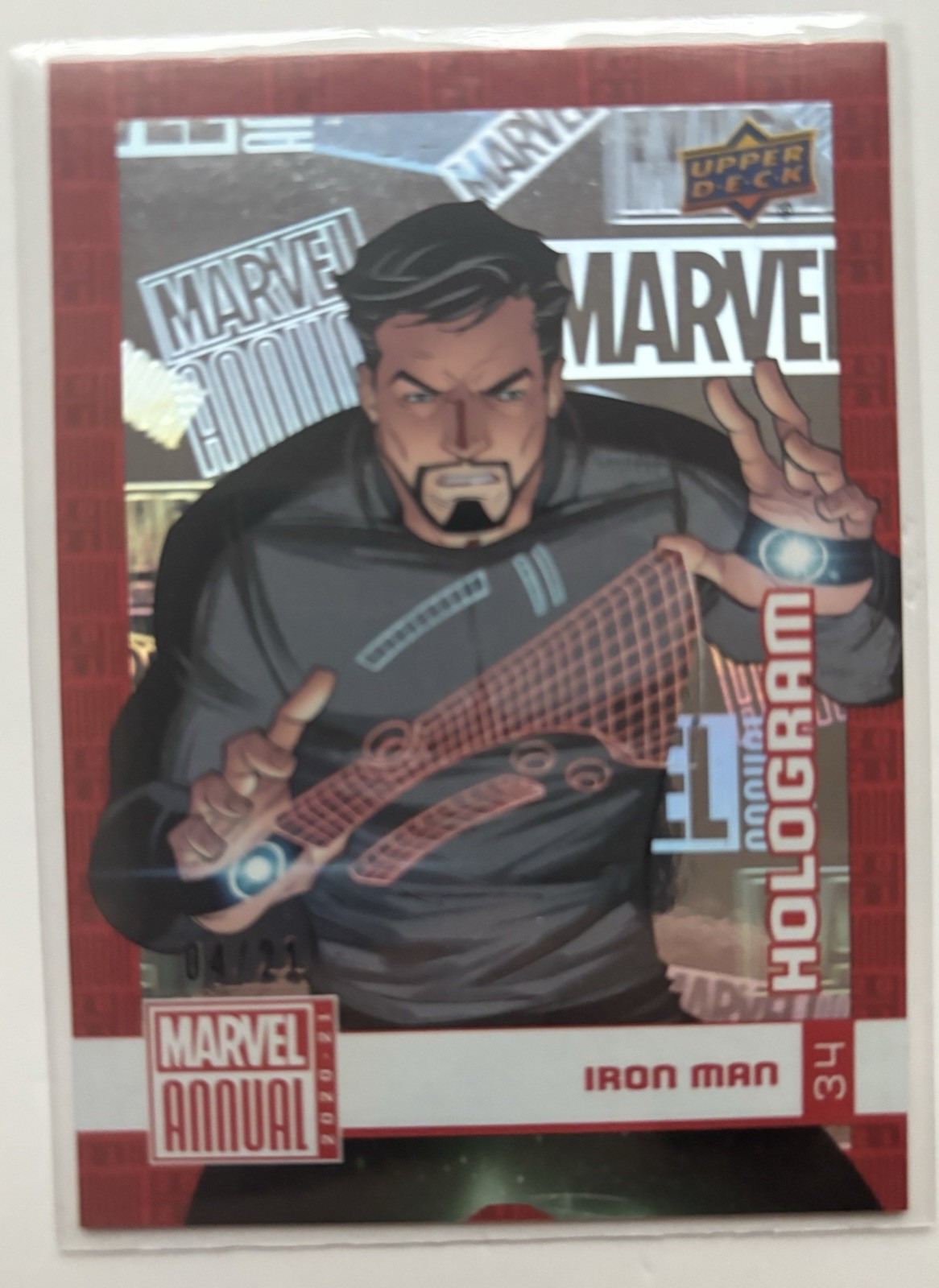 2020-21 Upper Deck Marvel Annual Hologram 4/21 Iron Man #34 2020-21 Upper Deck Marvel Annual Hologram 4/21 Iron Man #34