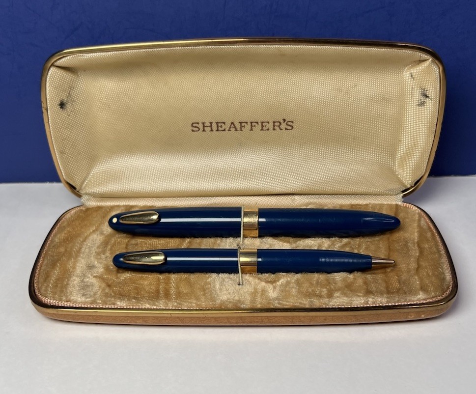 Vintage Sheaffer Tuckaway Fountain Pen Pencil Set Persian Blue 14k Triumph Nib Vintage Sheaffer Tuckaway Fountain Pen Pencil Set Persian Blue 14k Triumph Nib