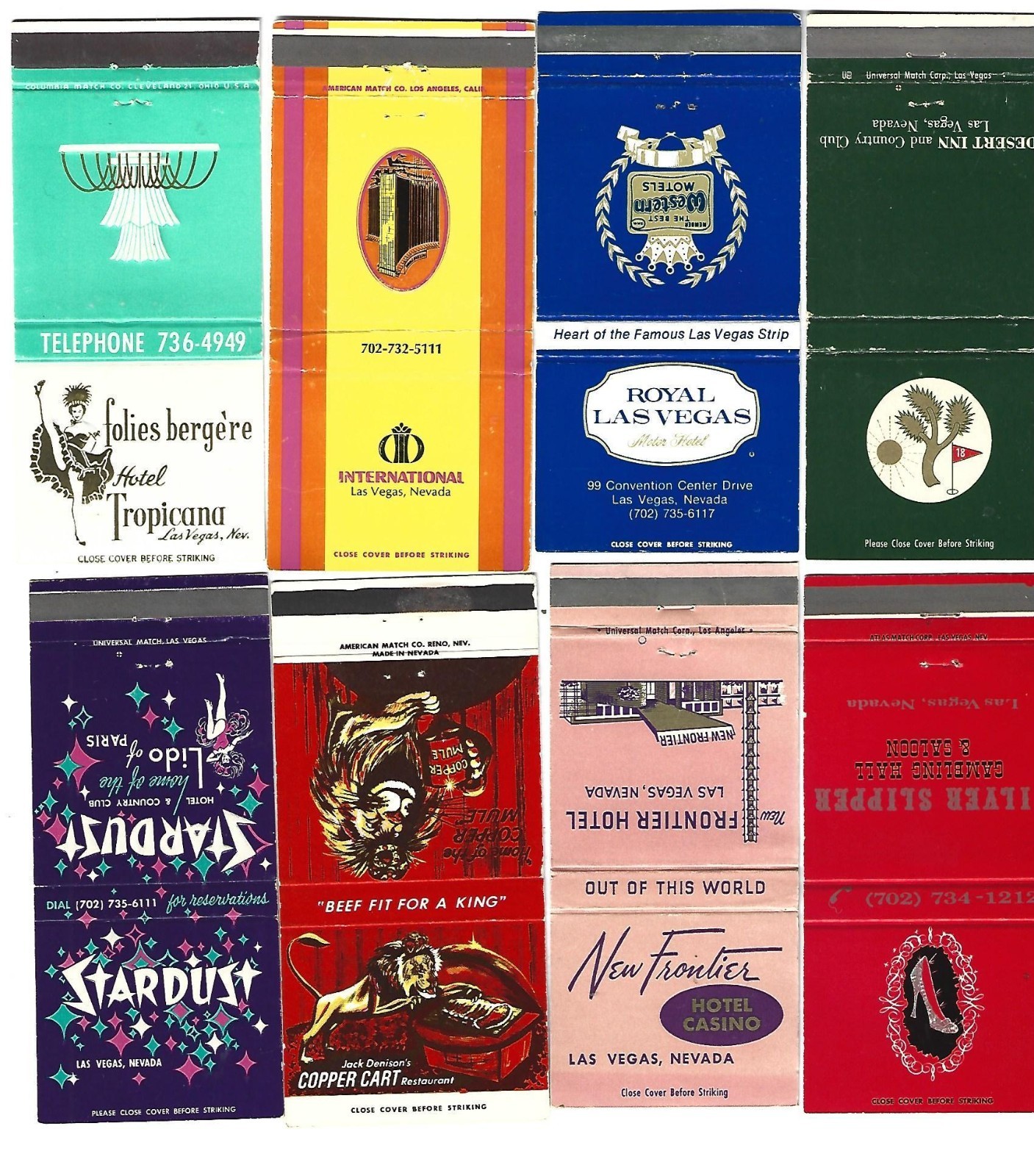 8 OLD Las Vegas, Nevada Matchcovers 8 OLD Las Vegas, Nevada Matchcovers