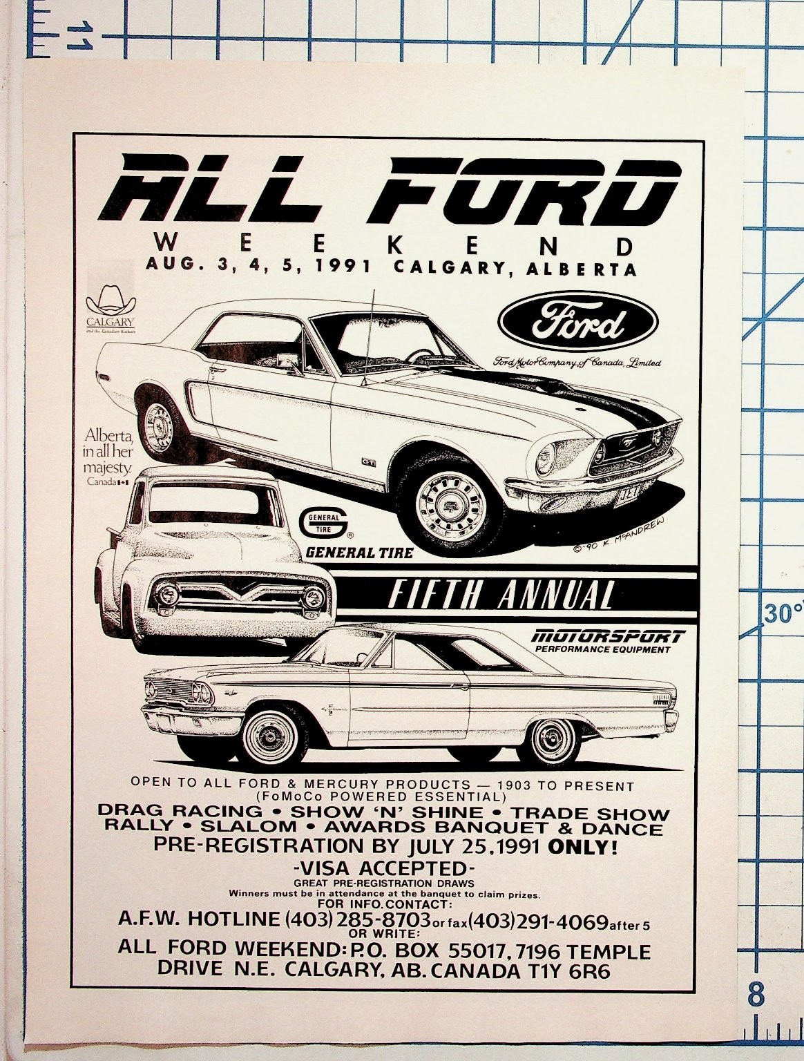 1991 All Ford Weekend Calgary Alberta Car Show Drag Racing Vintage Ad Flyer 1991 All Ford Weekend Calgary Alberta Car Show Drag Racing Vintage Ad Flyer