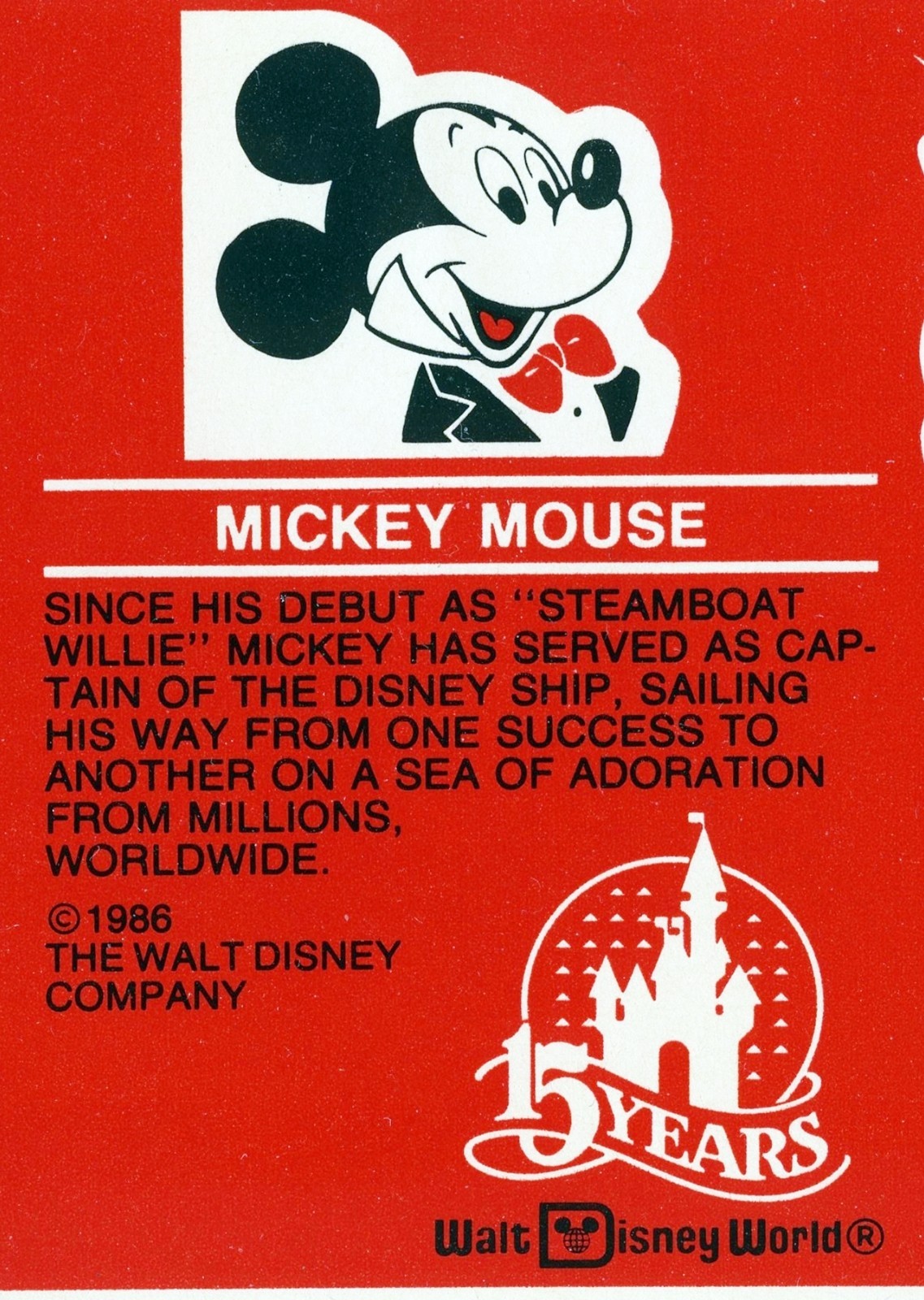 Mickey Mouse 1986 Coca-Cola Label 16oz bottle Walt Disney World 15th Anniversary Mickey Mouse 1986 Coca-Cola Label 16oz bottle Walt Disney World 15th Anniversary