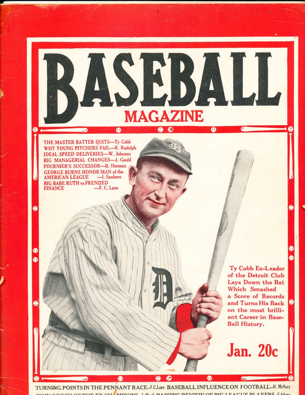January 1927  Baseball Magazine Ty cobb Tigers gd cover separated