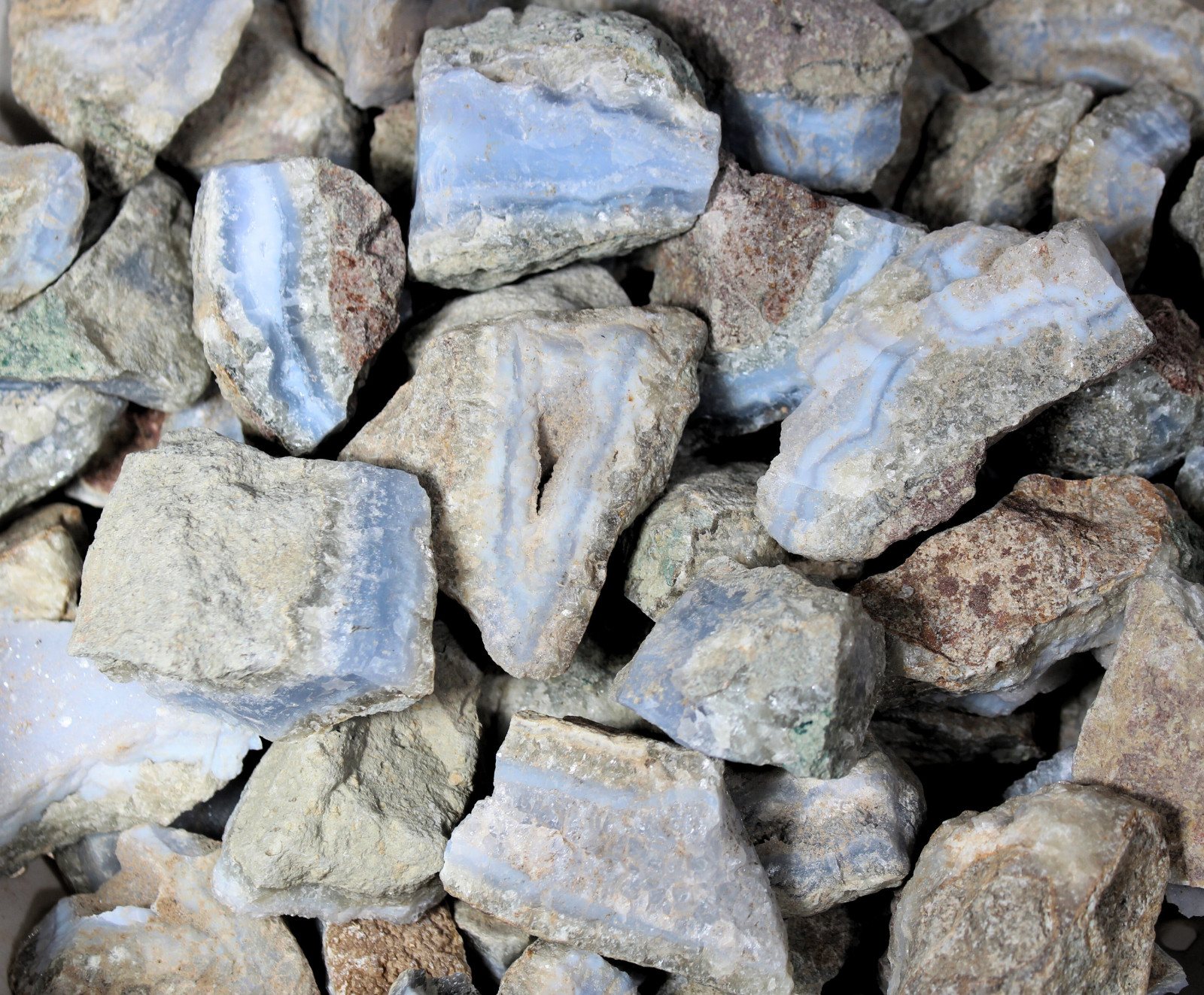 Blue Lace Agate - Rough Rocks for Tumbling - Bulk Wholesale options Blue Lace Agate - Rough Rocks for Tumbling - Bulk Wholesale options